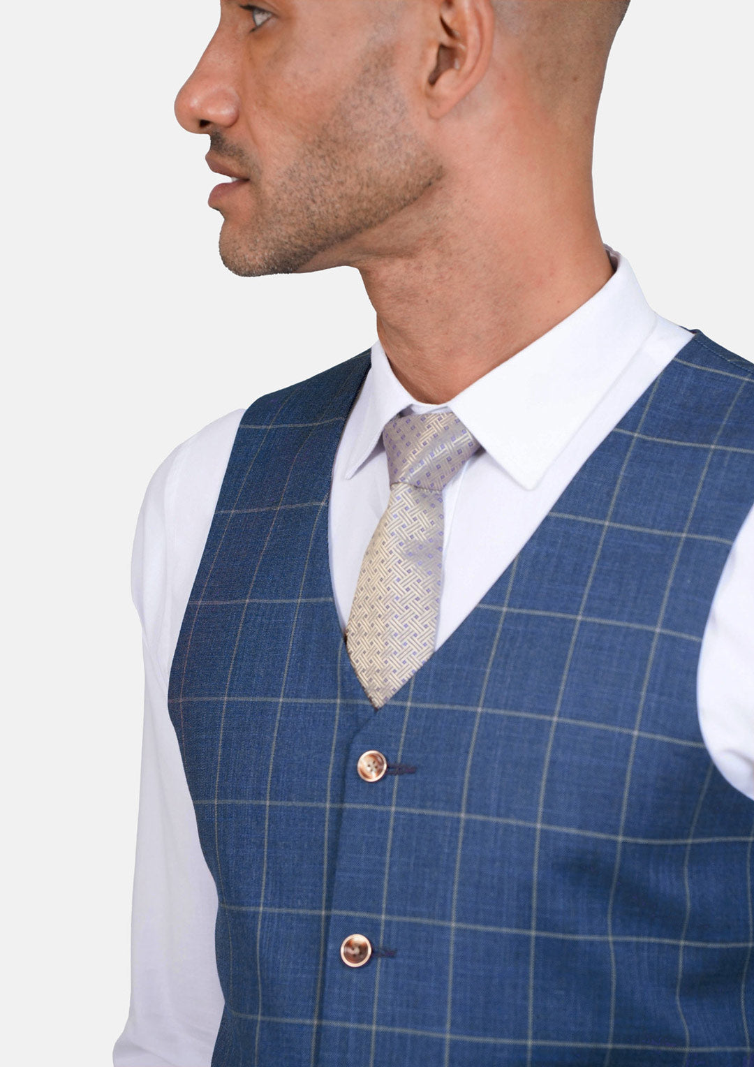 Lapis Blue Windowpane Vest - SARTORO316