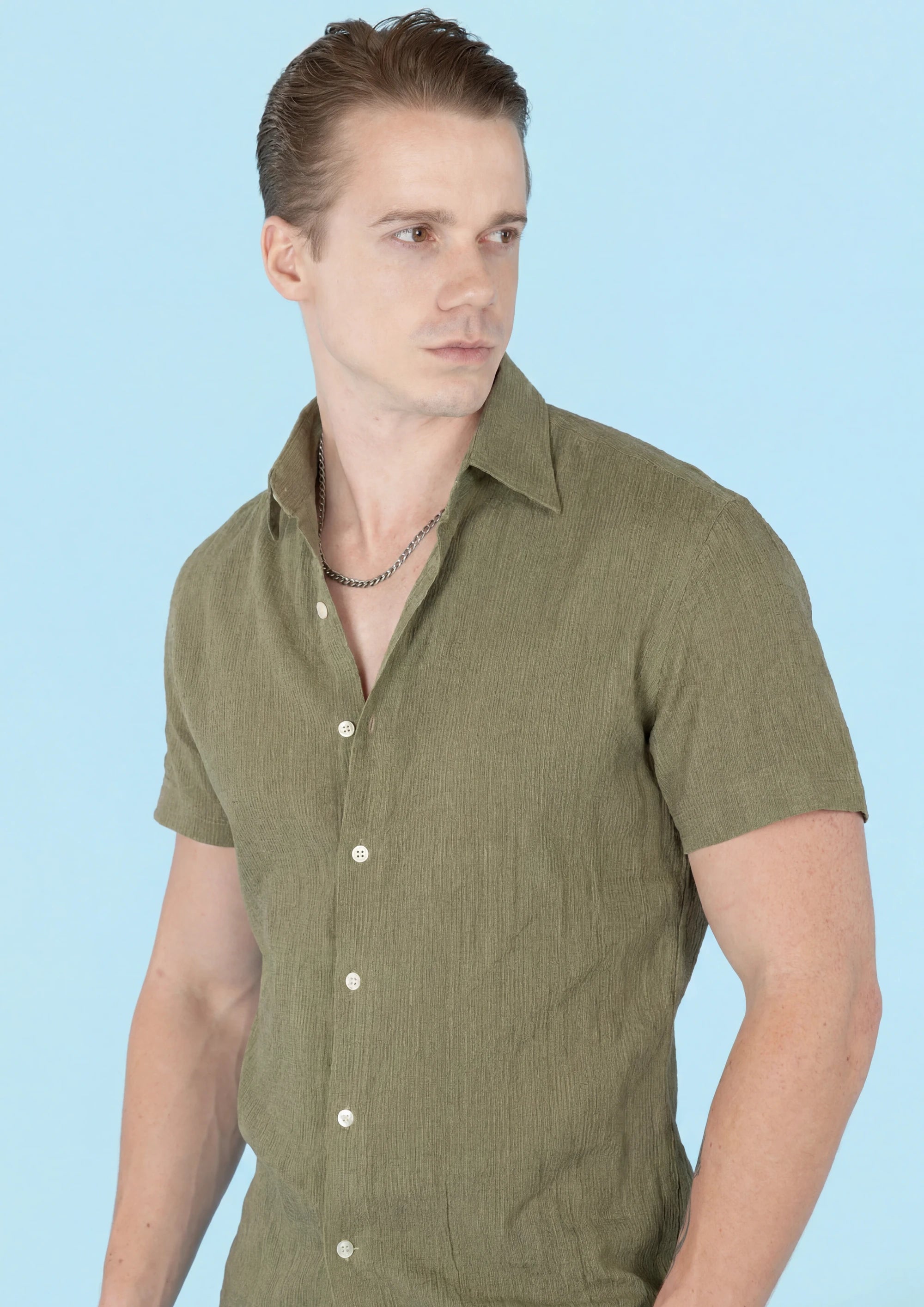 Green Linen T-Shirt - in motion921