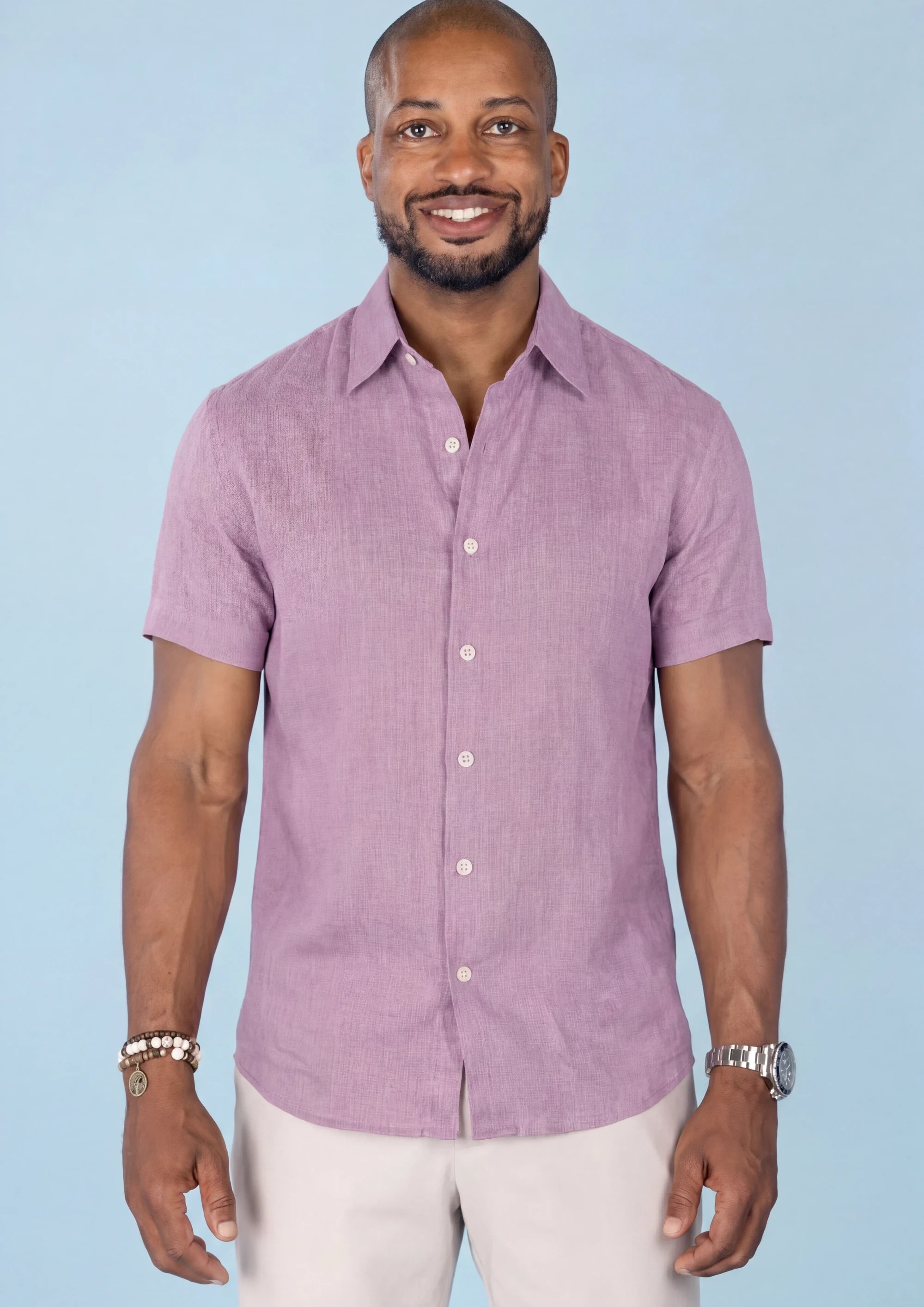 Pastel Violet Linen T-Shirt - front view62