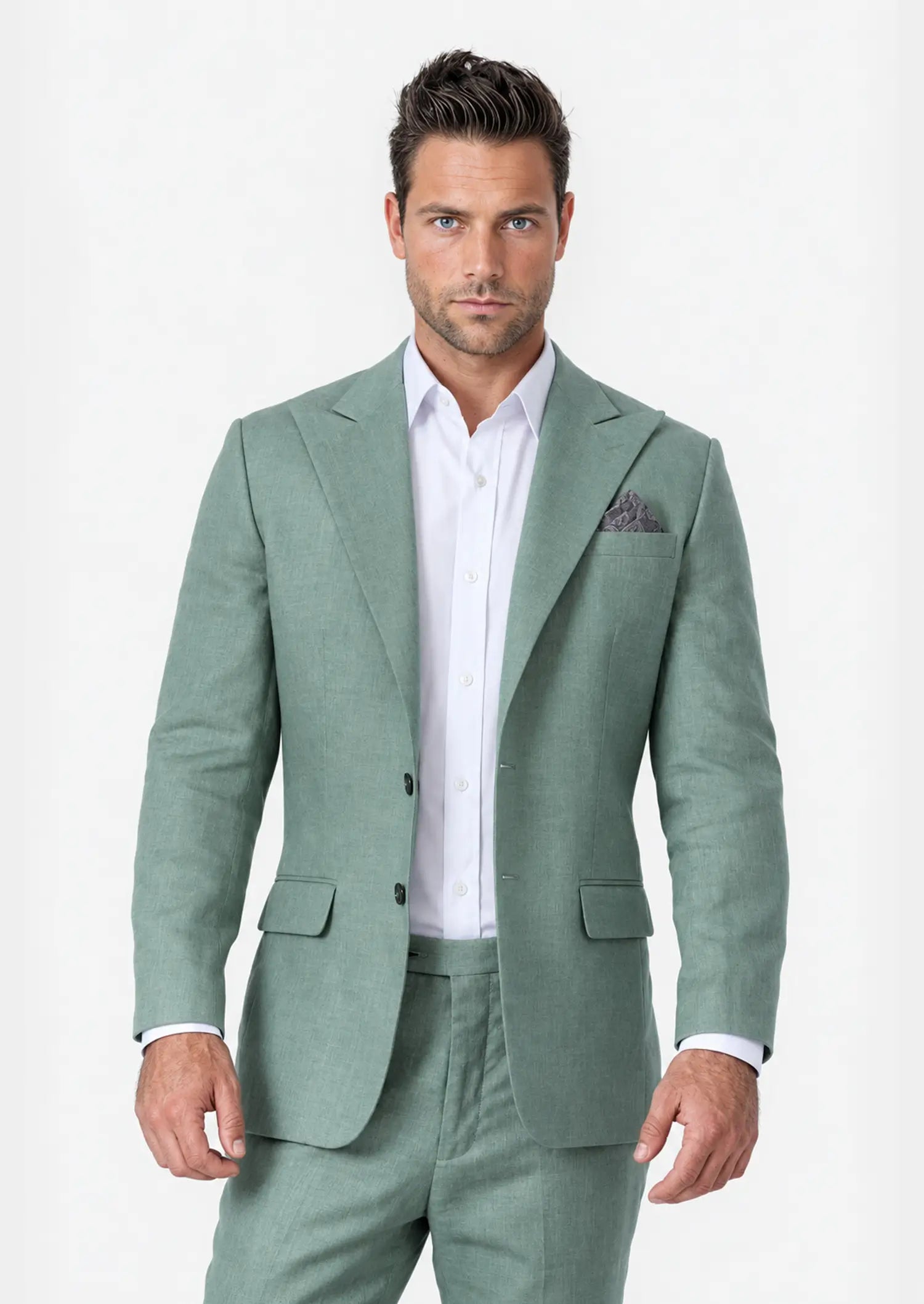 Hudson Jade Green Linen Suit - SARTORO