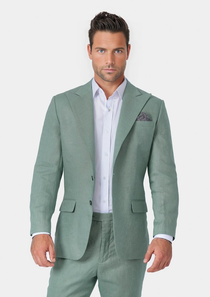 Men's Hudson Jade Green Linen Suit | SARTORO Men's Hudson Jade Green Linen Suit | SARTORO