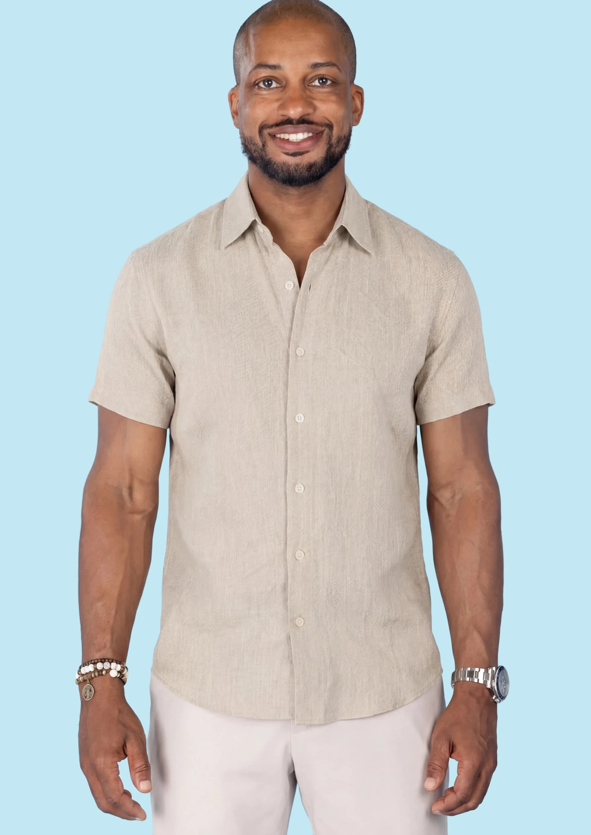 Beige Linen Blend T-Shirt324