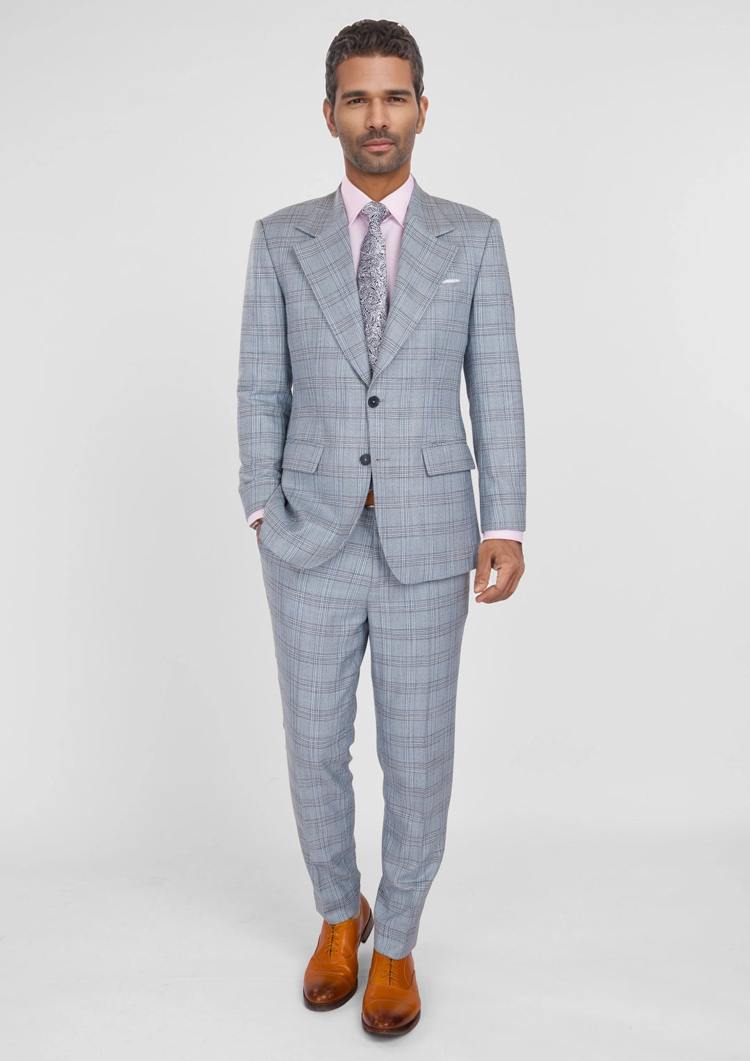Polo Blue Windowpane Bamboo Suit