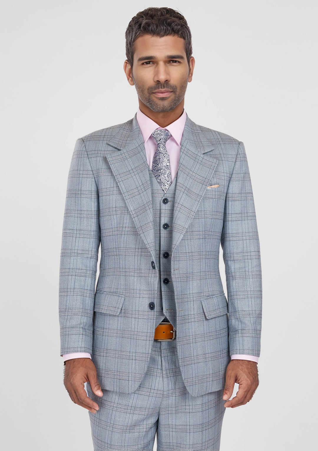 Polo Blue Windowpane Bamboo Suit
