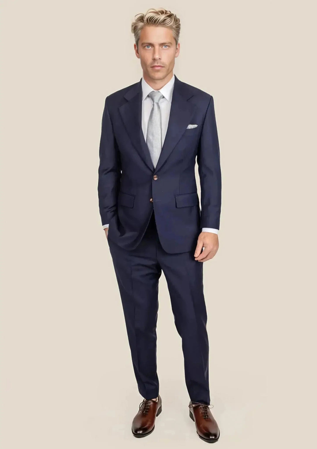 Ellis Stratos Blue Sharkskin Suit
