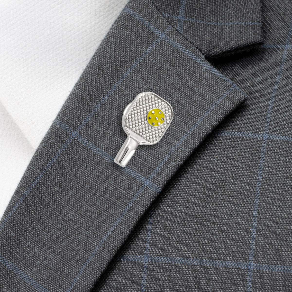 Pickleball Racket Silver Lapel Pin400