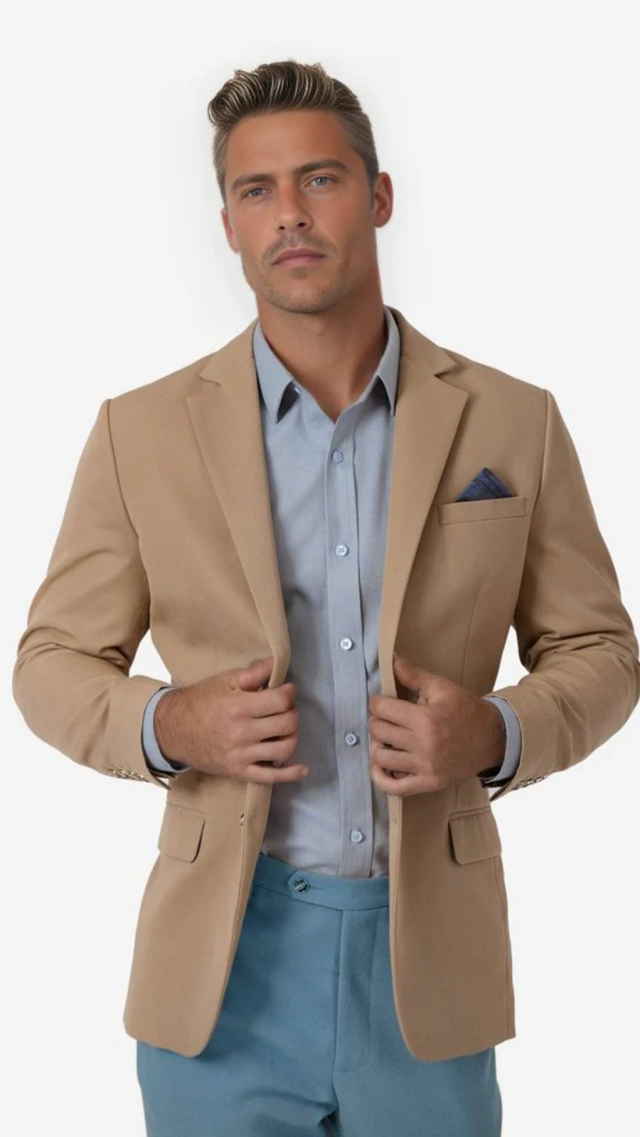 A Model Wearing A Brown Suit Jacket