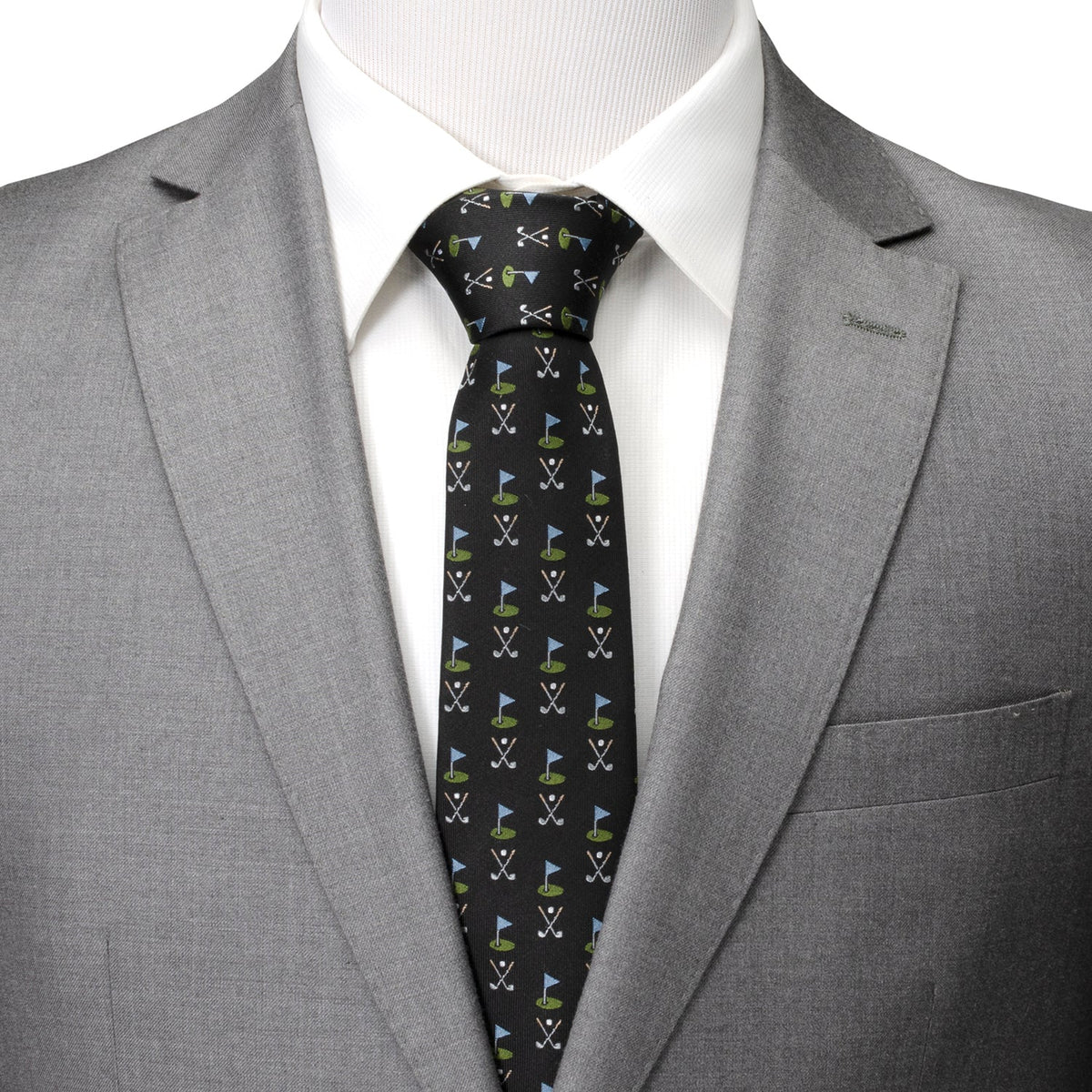 Golf Course Black Silk Men's Tie460