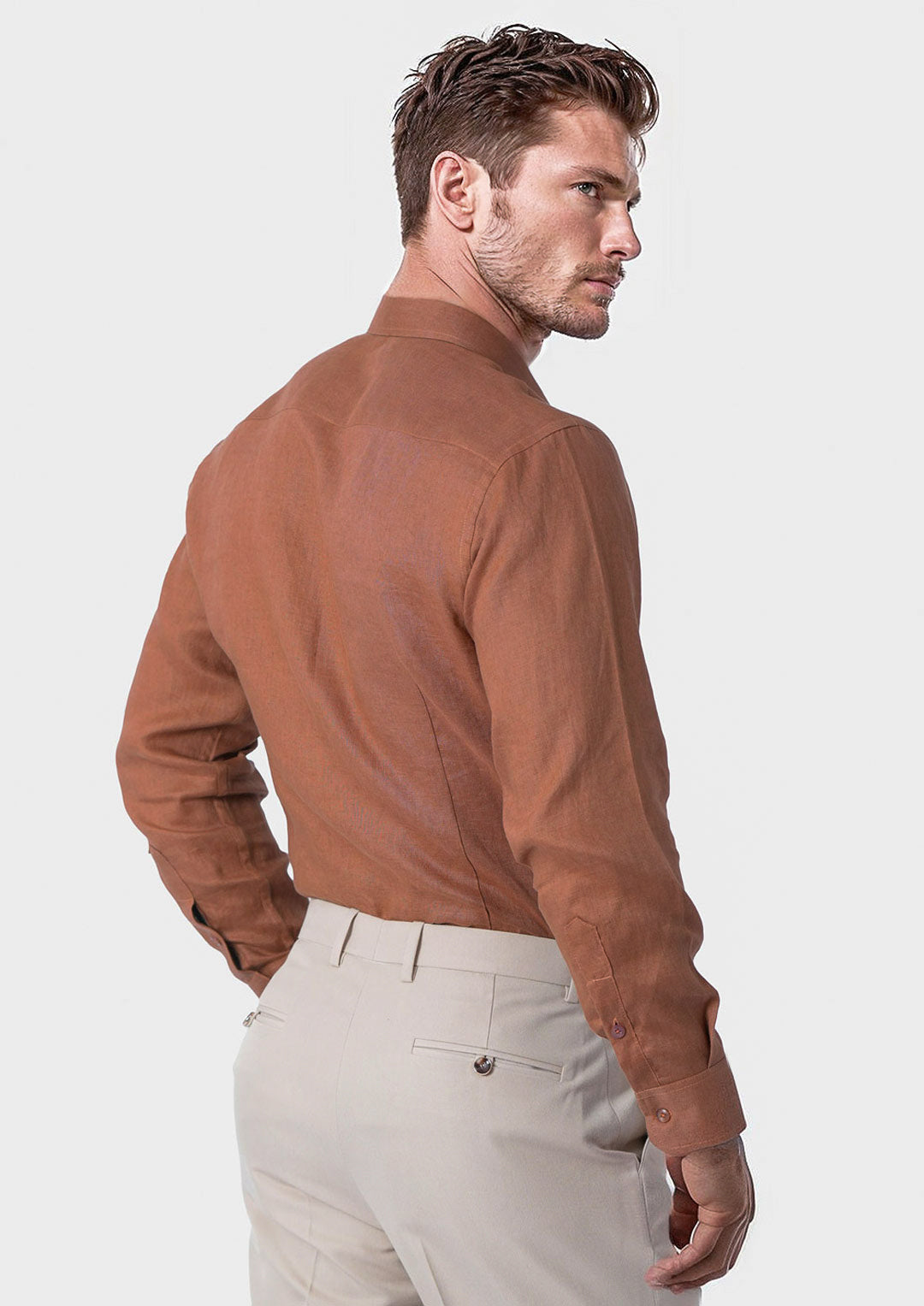Amber Brown Linen Shirt