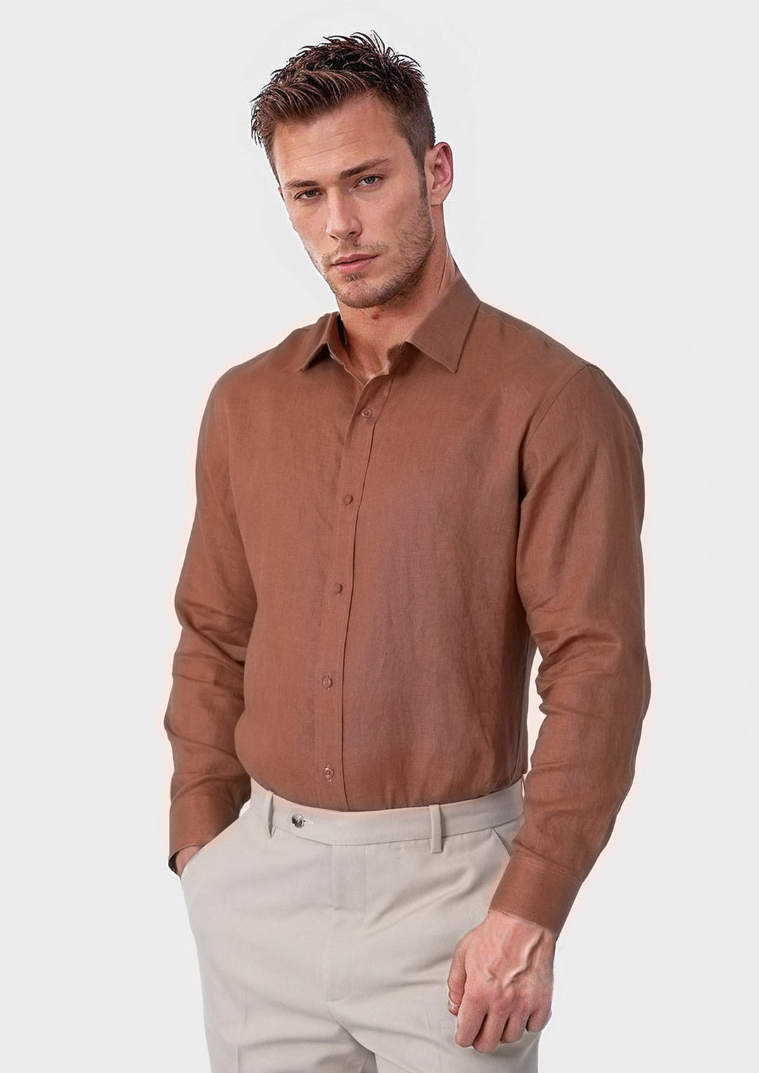 Amber Brown Linen Shirt