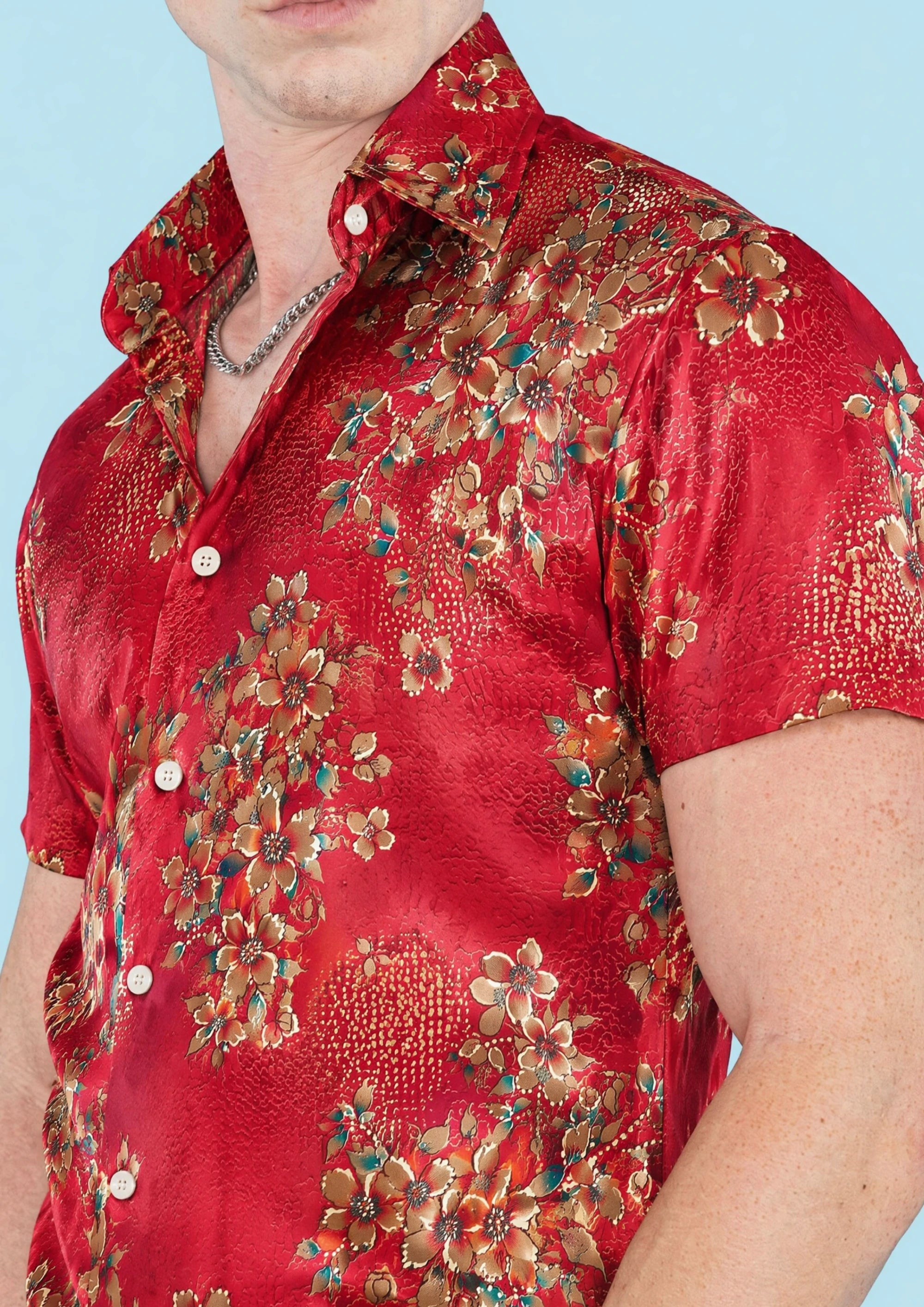 Crimson Blossom Silk Shirt359