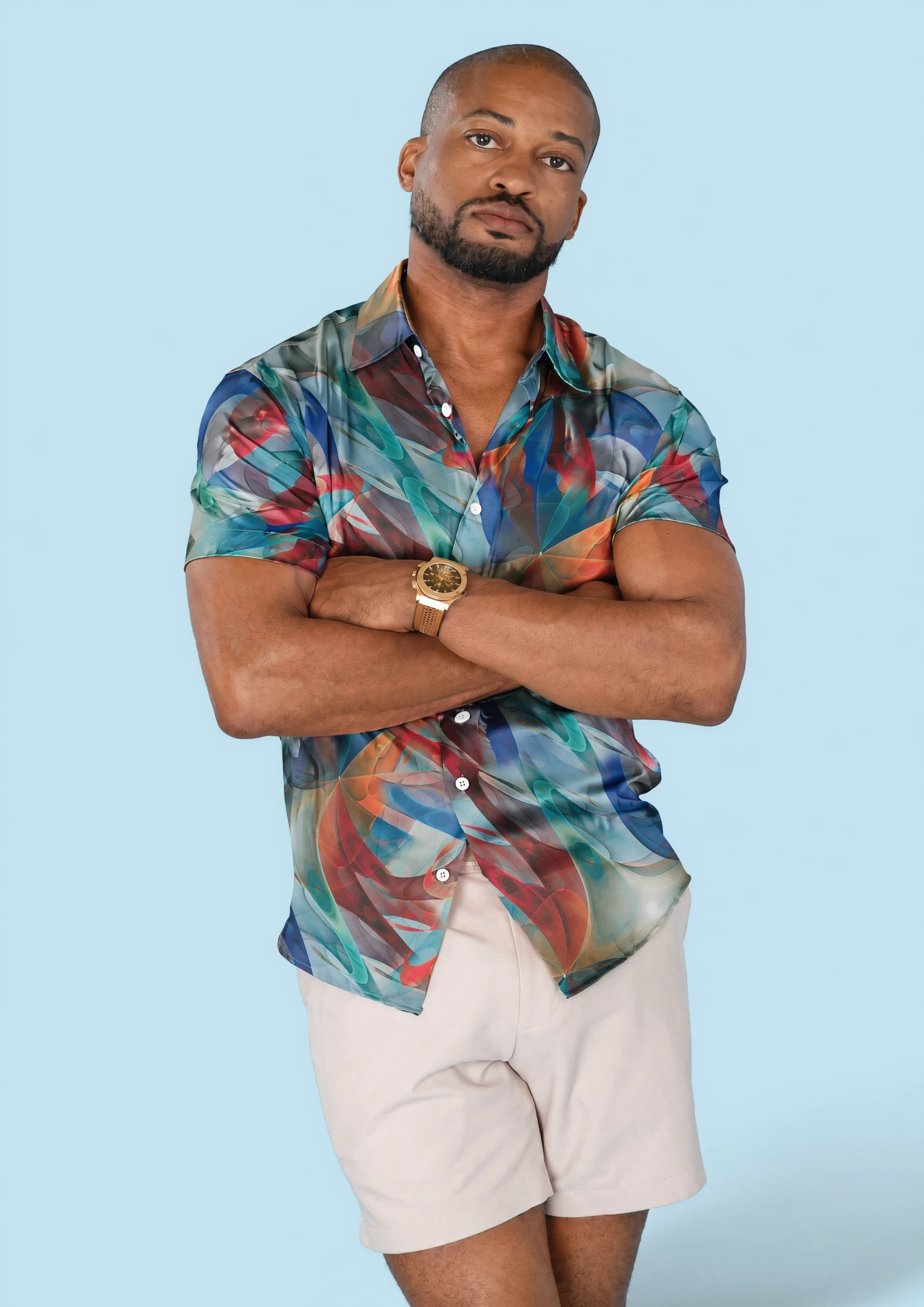 Ocean Swirl Silk Shirt - front view624