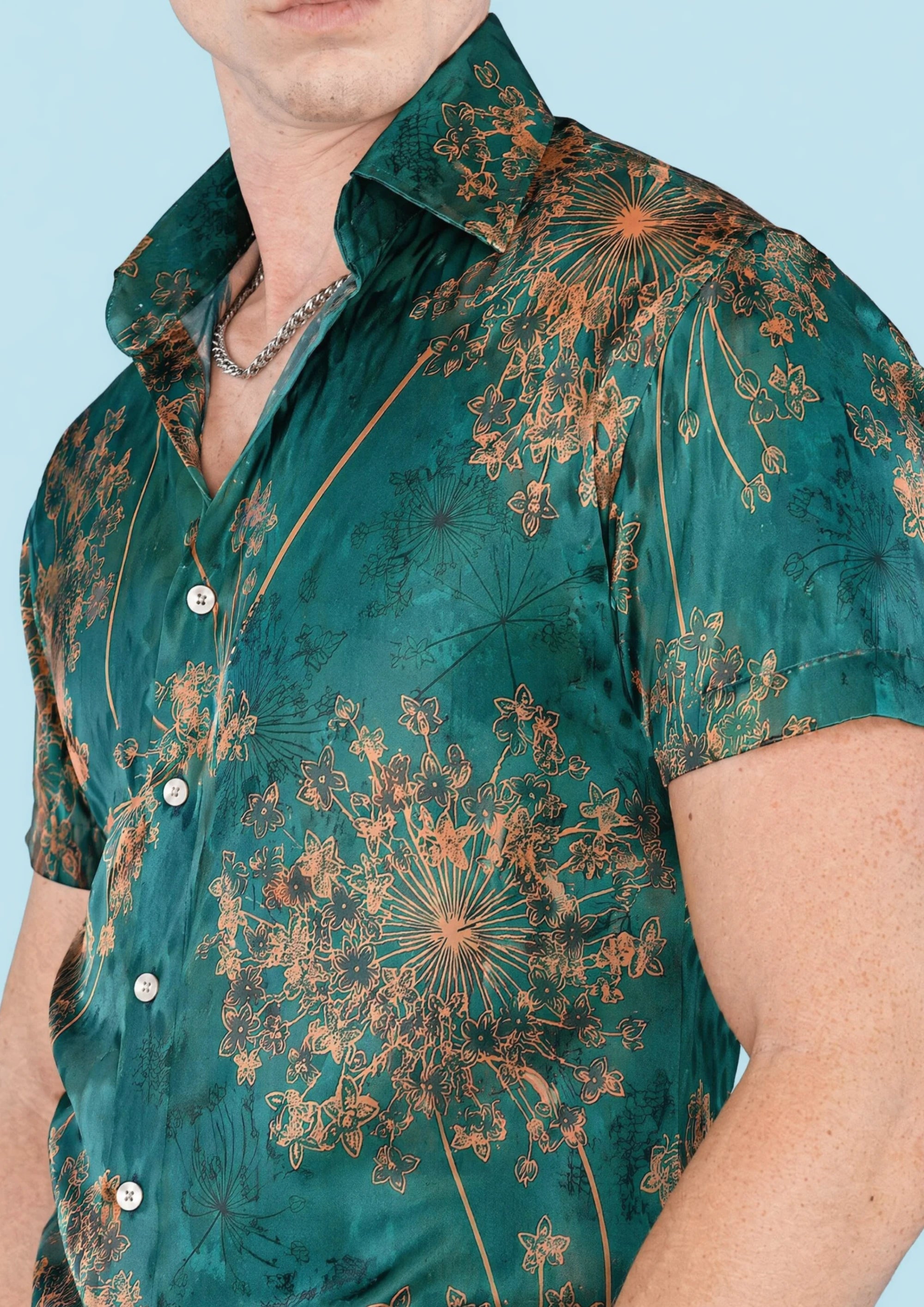 Emerald Lace Silk Shirt857