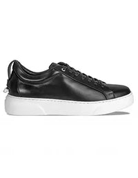 Black leather sneaker on a white background