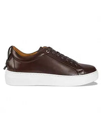 Brown leather sneaker on a white background