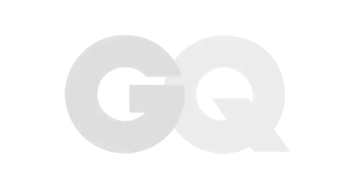 GQ logo in white on a white background