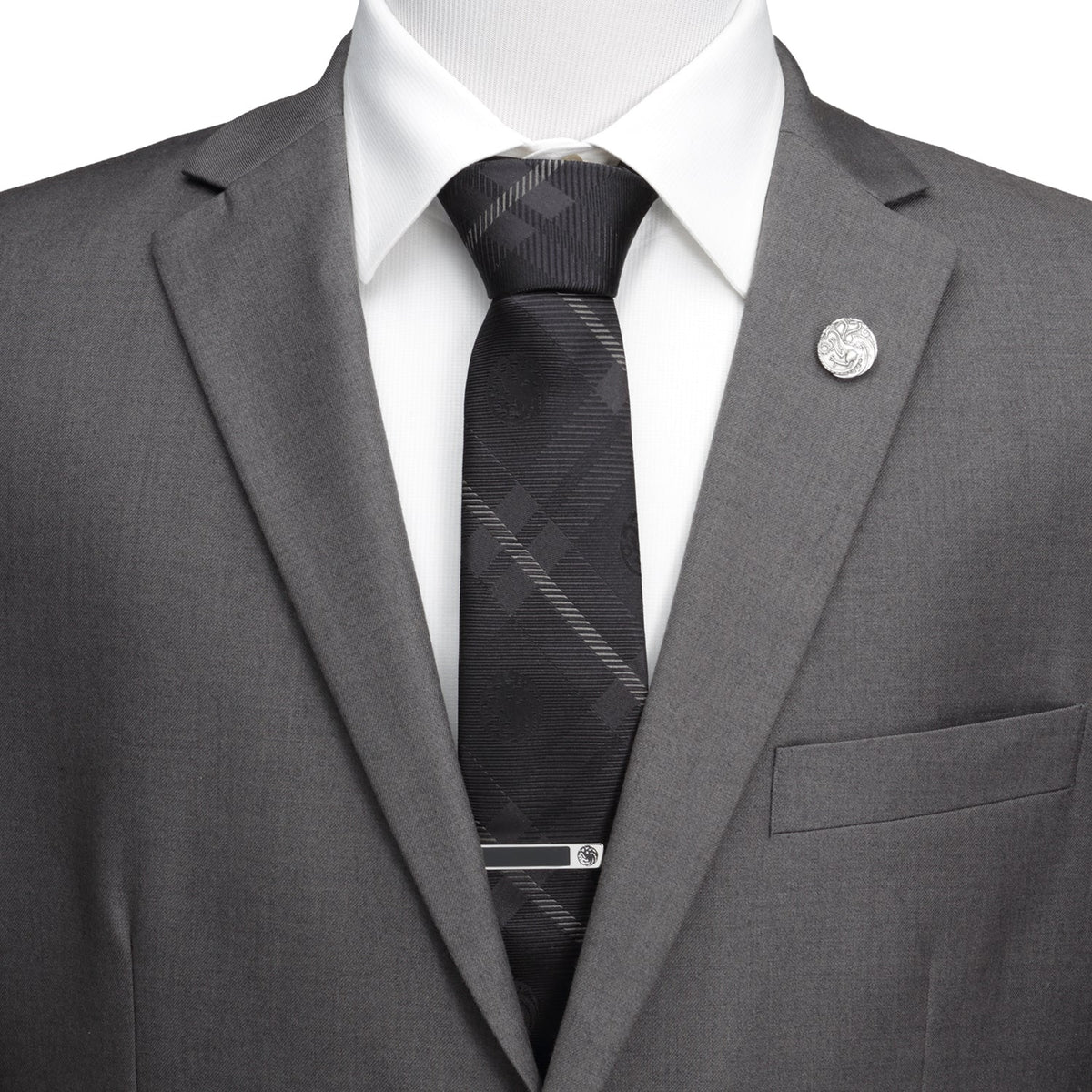 Game of Thrones Targaryen Dragon Black Plaid Silk Men's Tie551