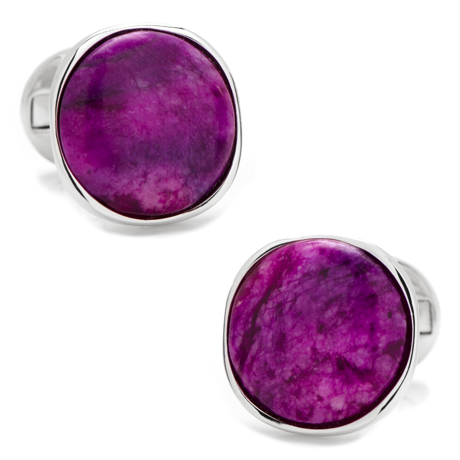 Sterling Silver Classic Round Sugilite Nebula Cufflinks996