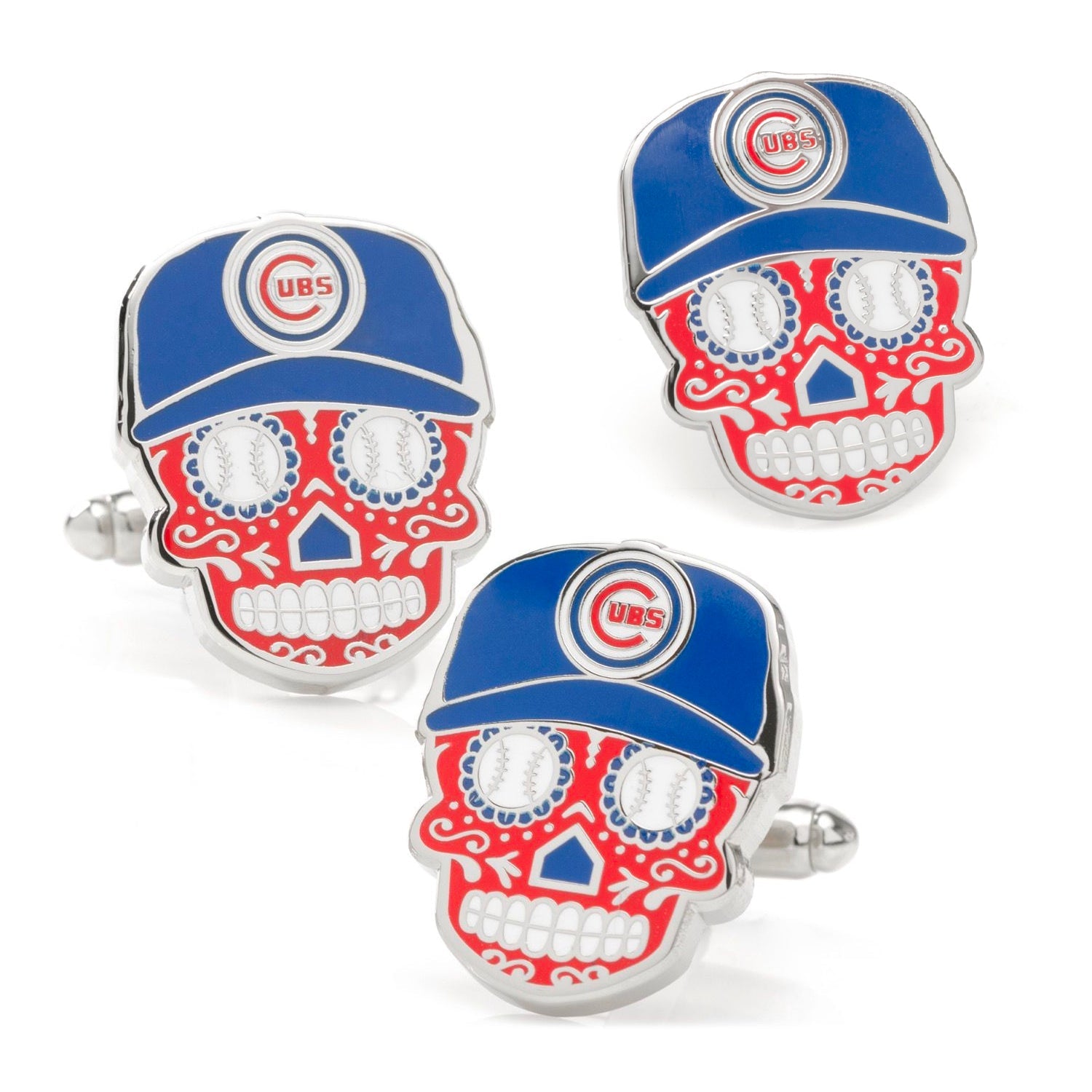 MLB Chicago Cubs Sugar Skull Cufflinks & Lapel Pin Gift Set948