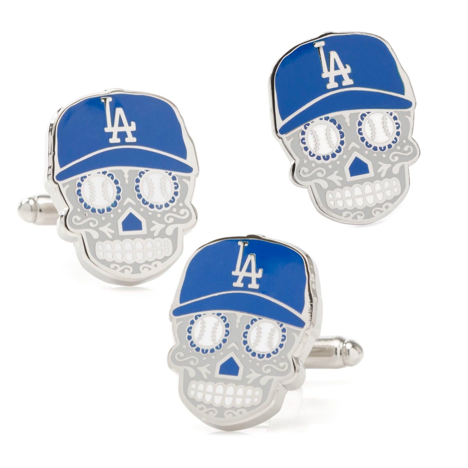 MLB LA Dodgers Sugar Skull Cufflinks & Lapel Pin Gift Set286