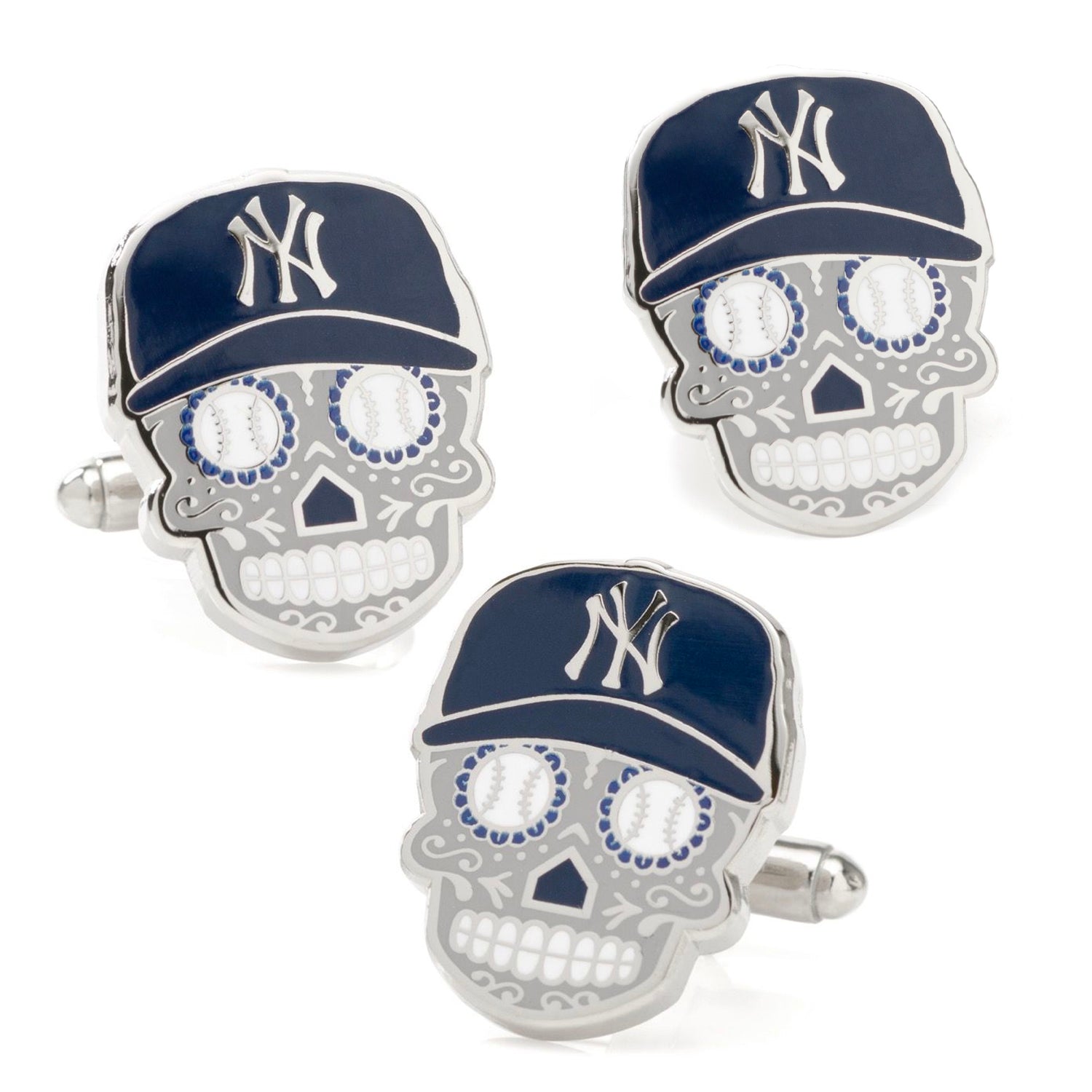 MLB New York Yankees Sugar Skull Cufflinks & Lapel Pin Gift Set291