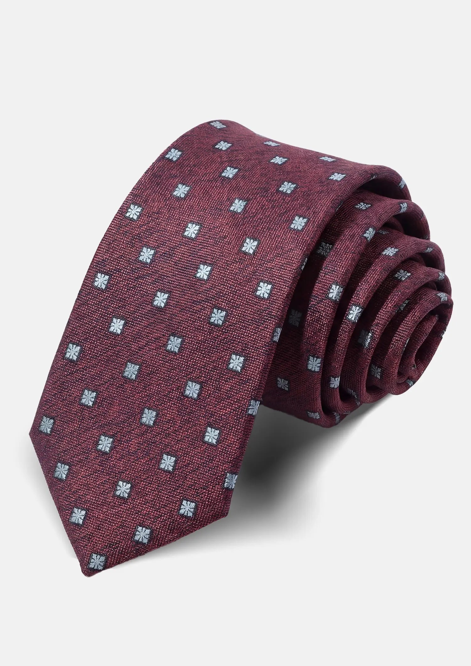 Wine Red Geometric Floral Tie791