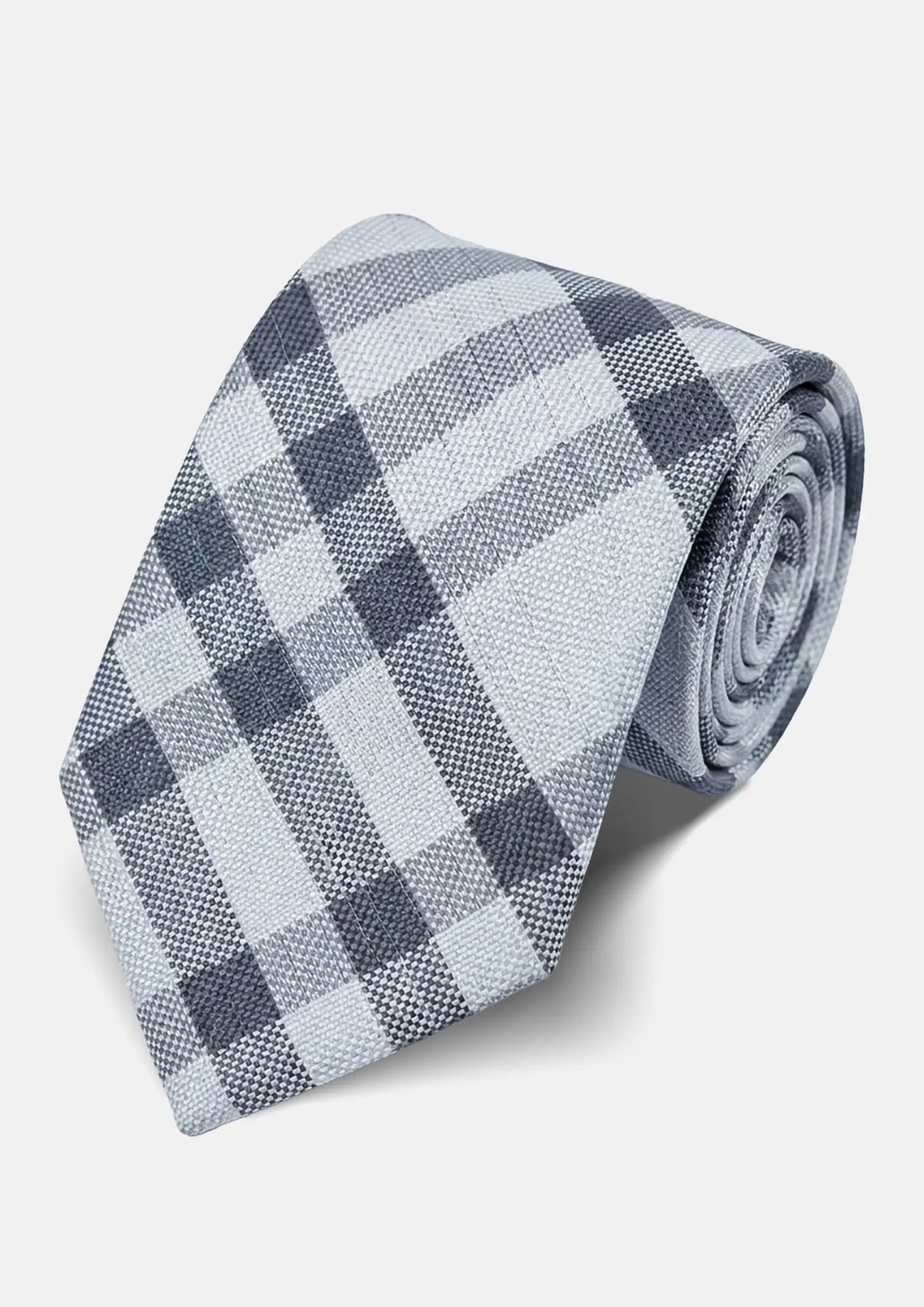 Silver Grey Plaid Tie994