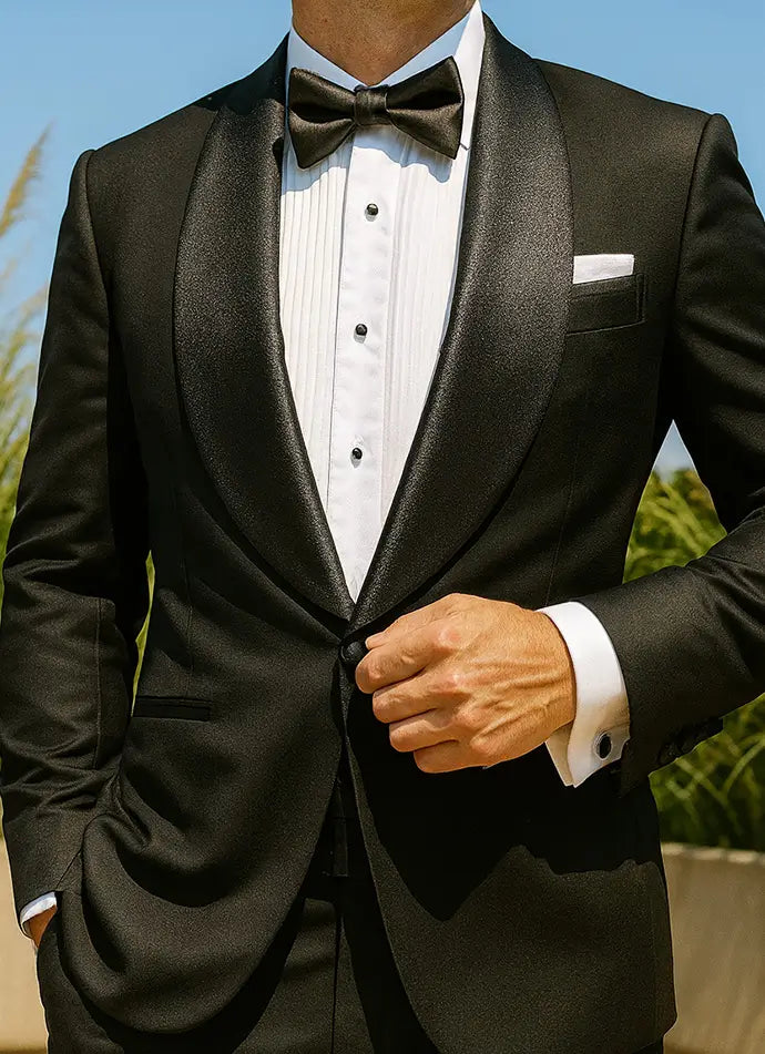 man in a black tuxedo
