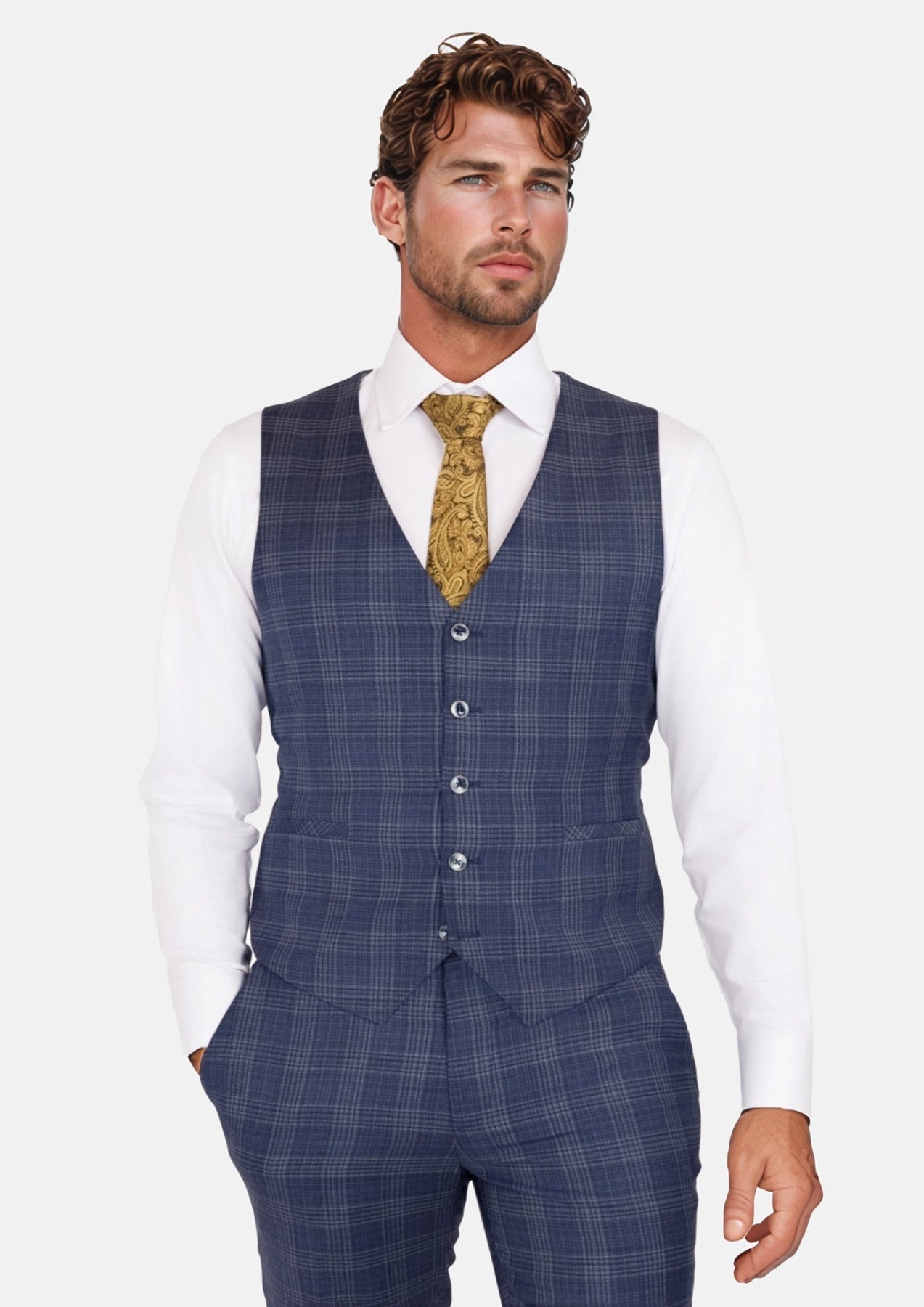 Admiral Navy Checked Vest