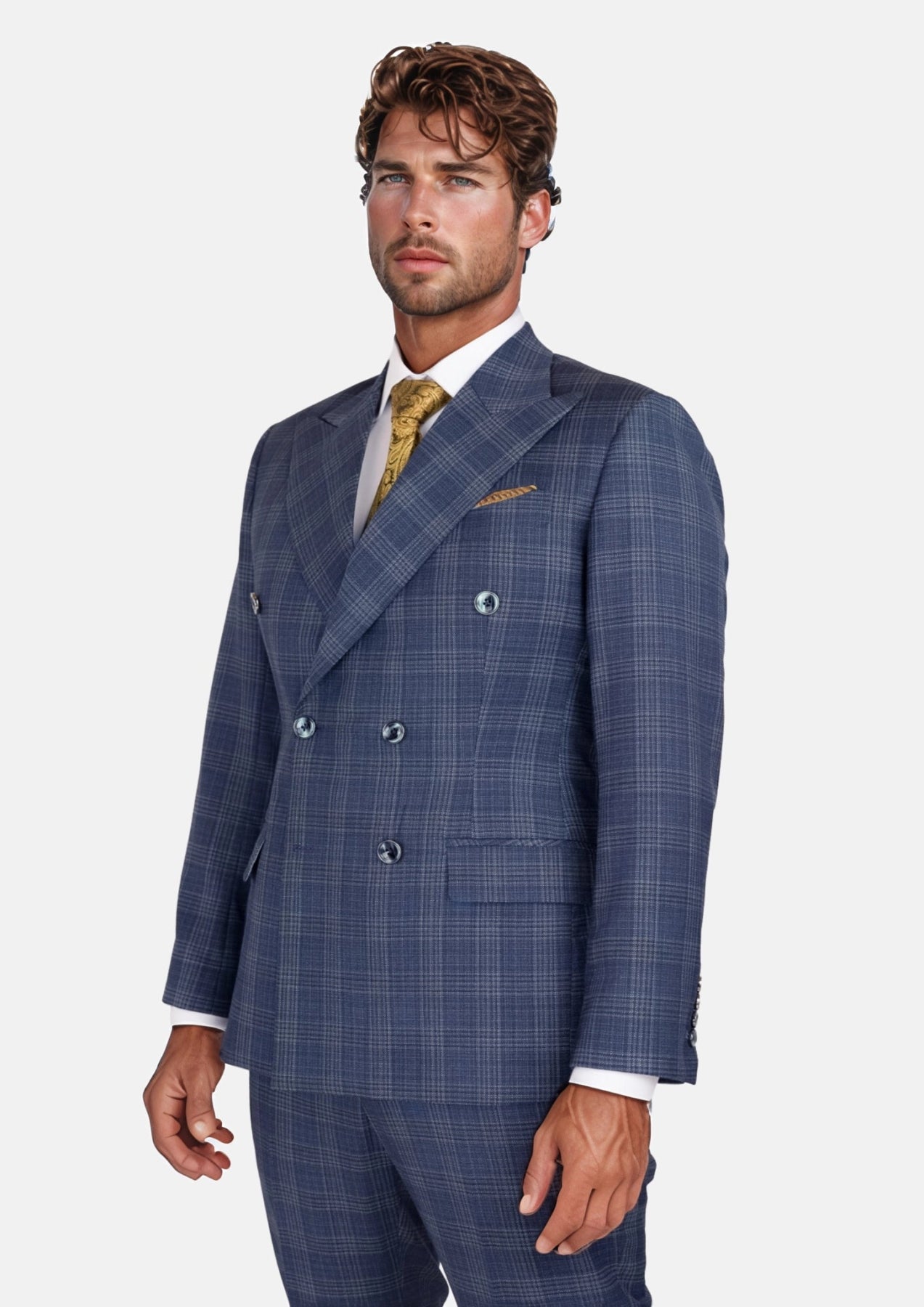 Admiral Navy Checked Waverly Suit - SARTORO