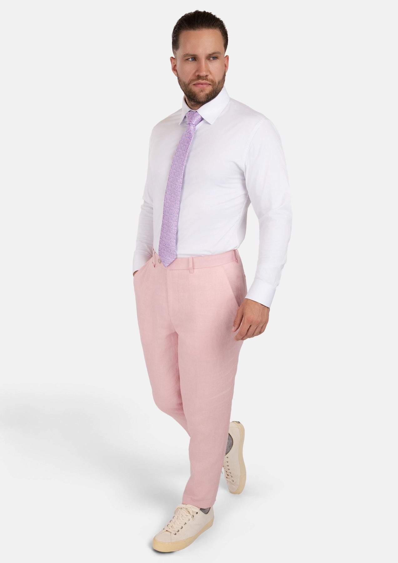 Amaranth Pink Linen Pants