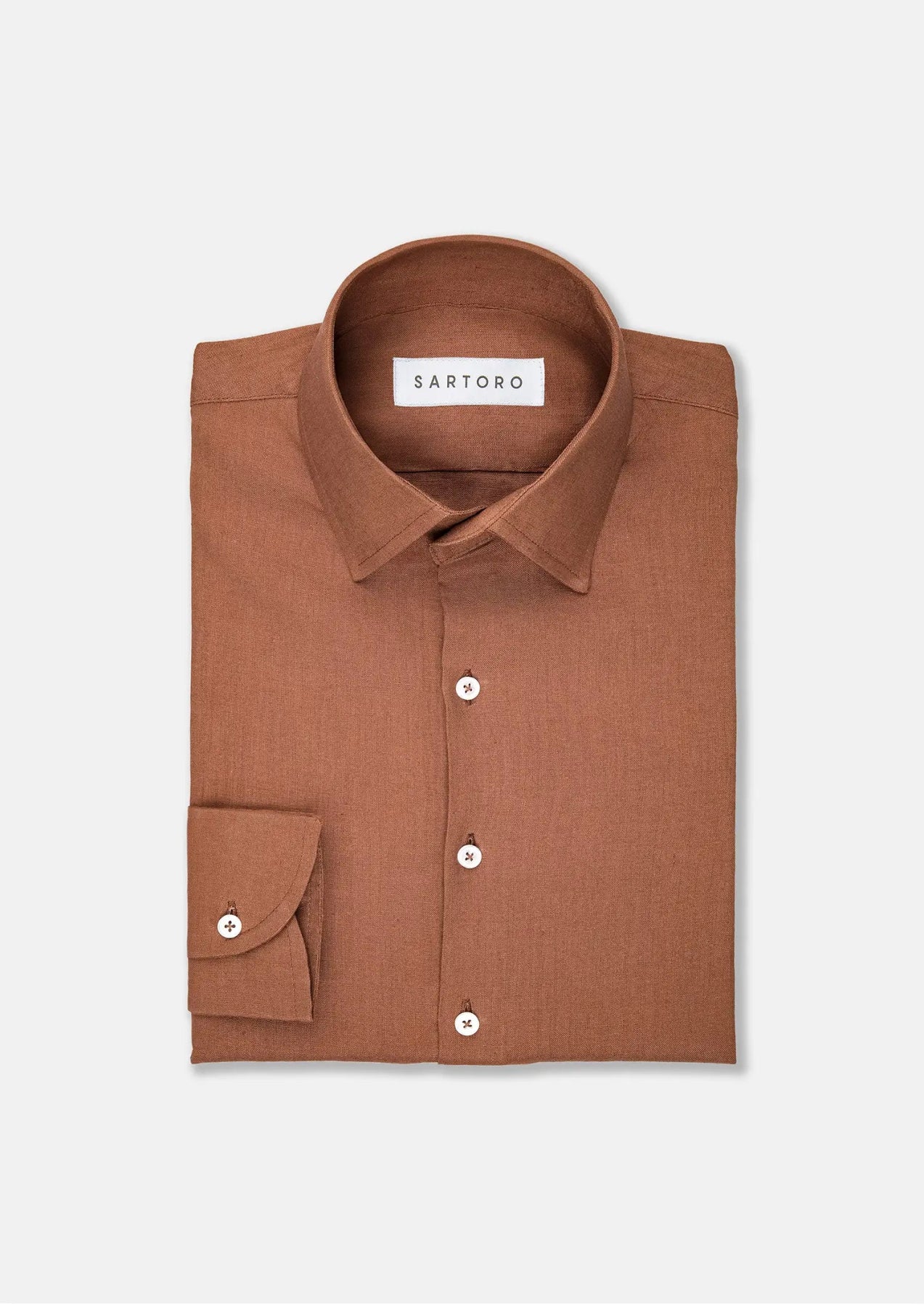 Men's Amber Brown Linen Shirt | SARTORO Men's Amber Brown Linen Shirt | SARTORO