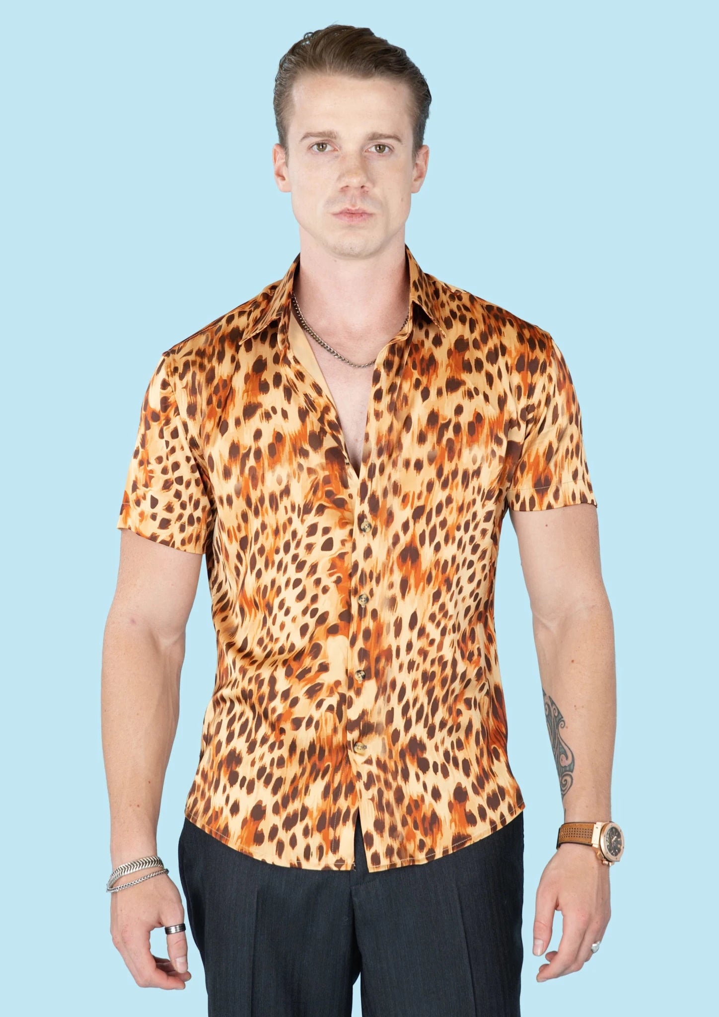 Amber Leopard Silk Shirt - SARTORO546