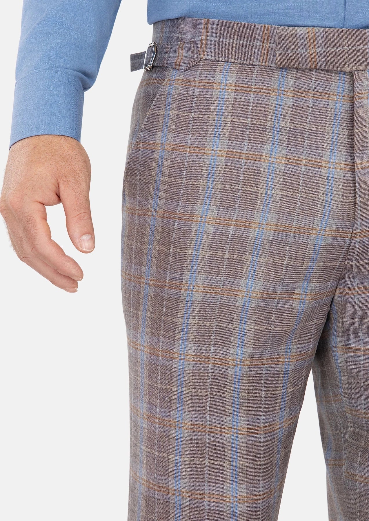 Ash Brown Check Pants - SARTORO533