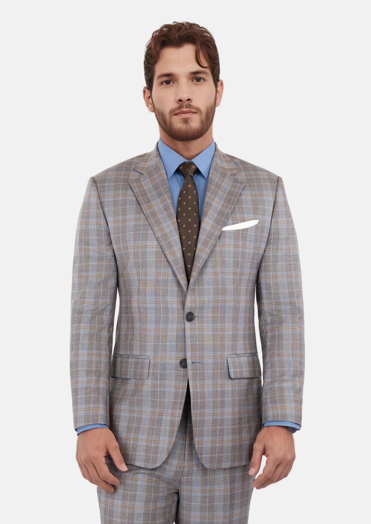 Ash Brown Check Suit - SARTORO263