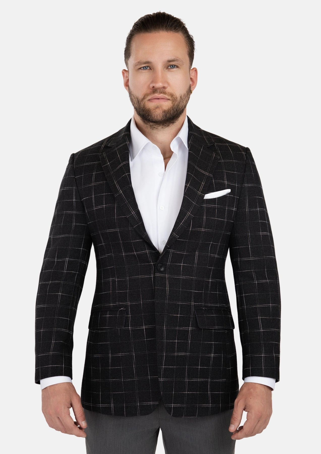 Astor Charcoal Flannel Windowpane Jacket - SARTORO831