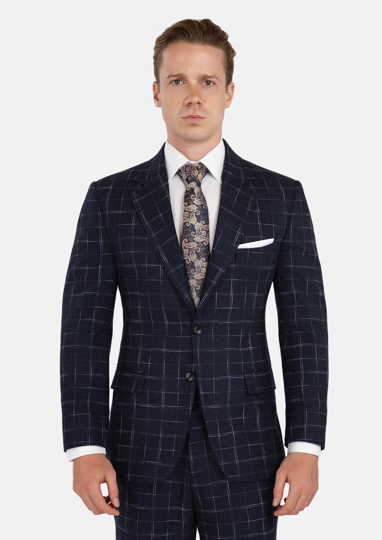 Thompson Navy Flannel Windowpane Suit