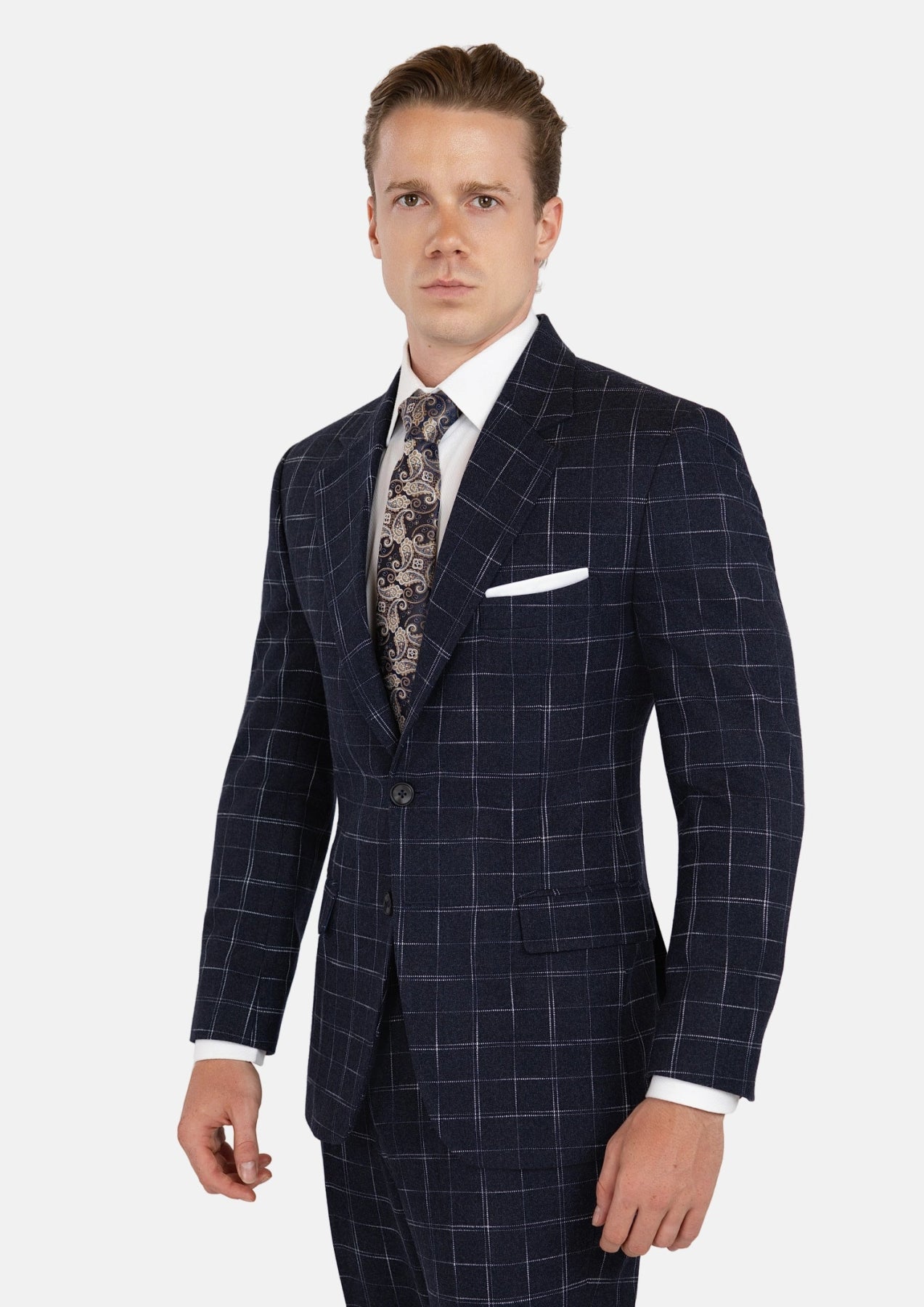 Thompson Navy Flannel Windowpane Suit