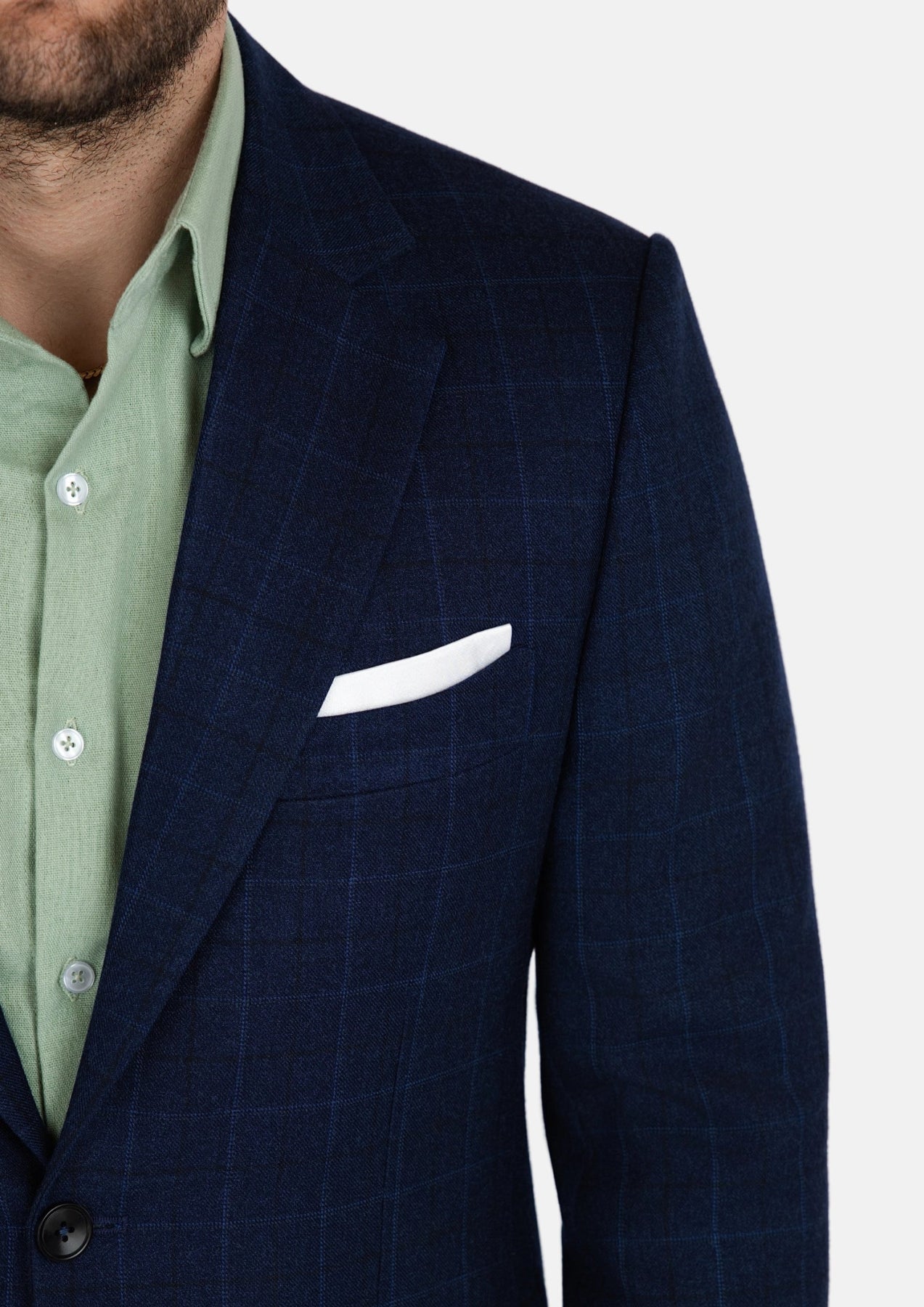 Astor Deep Blue Flannel Windowpane Jacket - SARTORO376