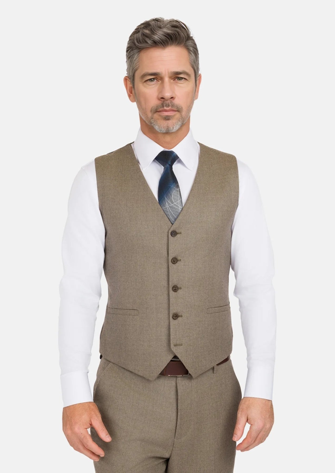Astoria Brown Flannel Vest - SARTORO788