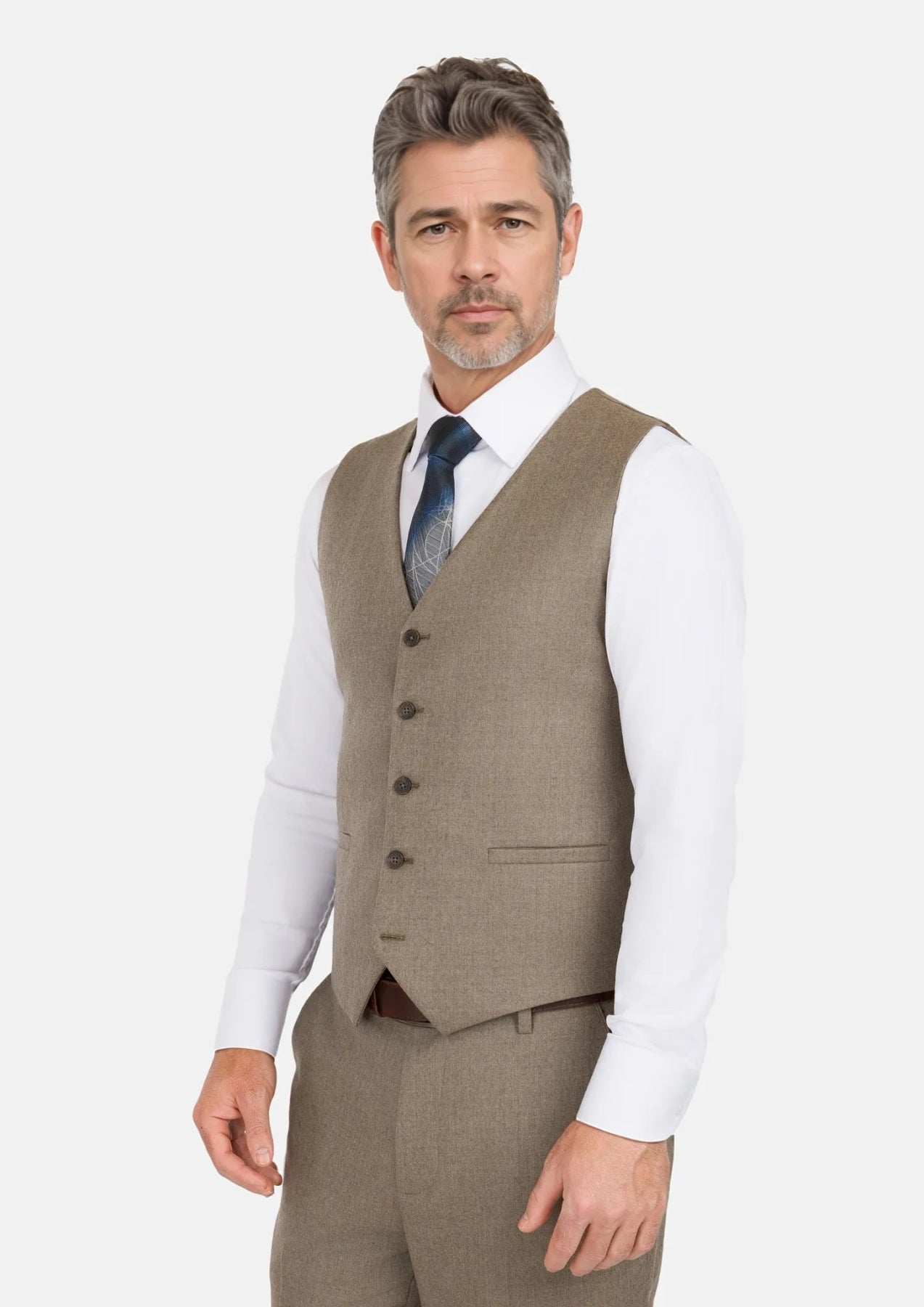 Astoria Brown Flannel Vest - SARTORO391