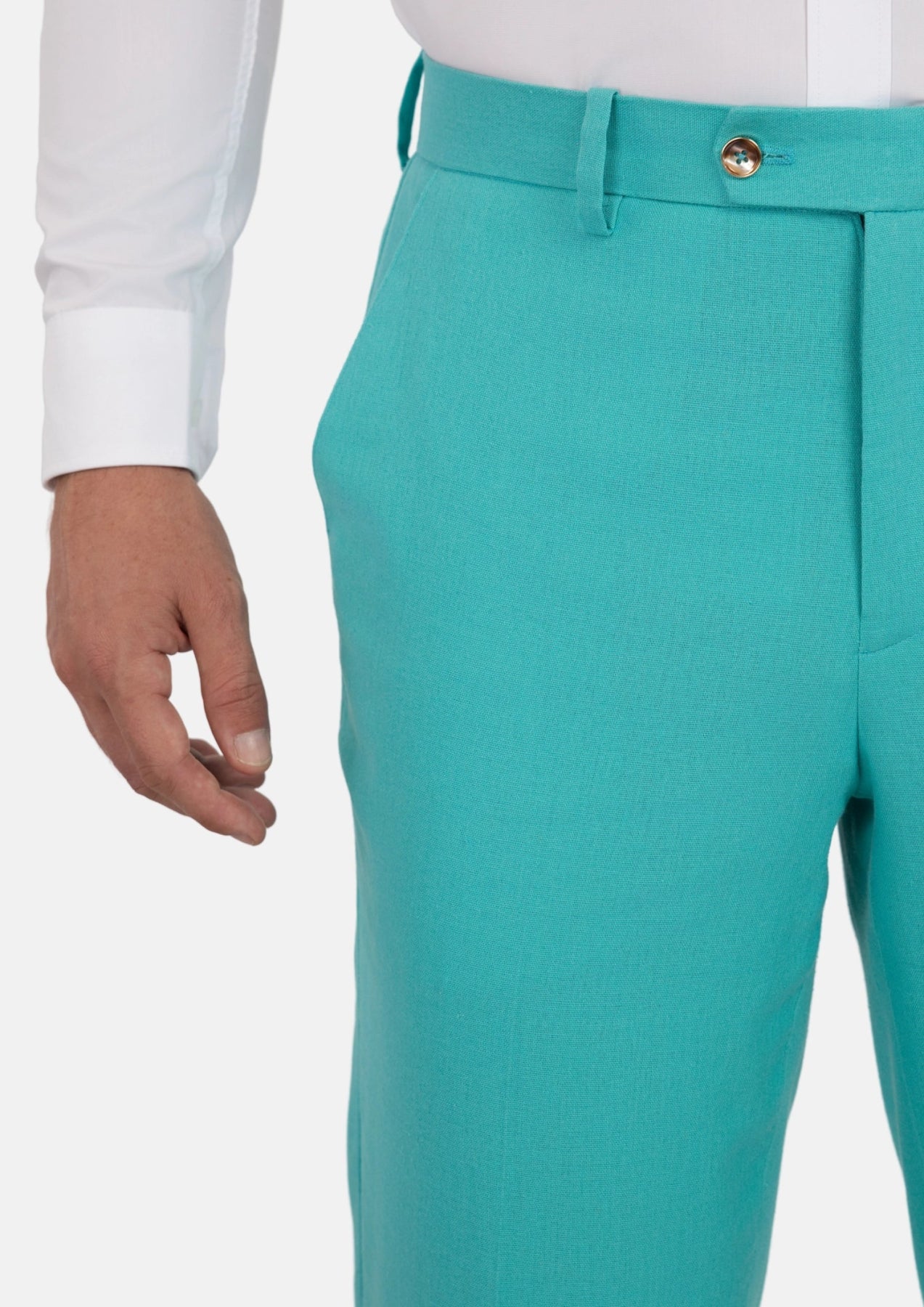 Atlantis Green Linen Blend Pants - SARTORO170