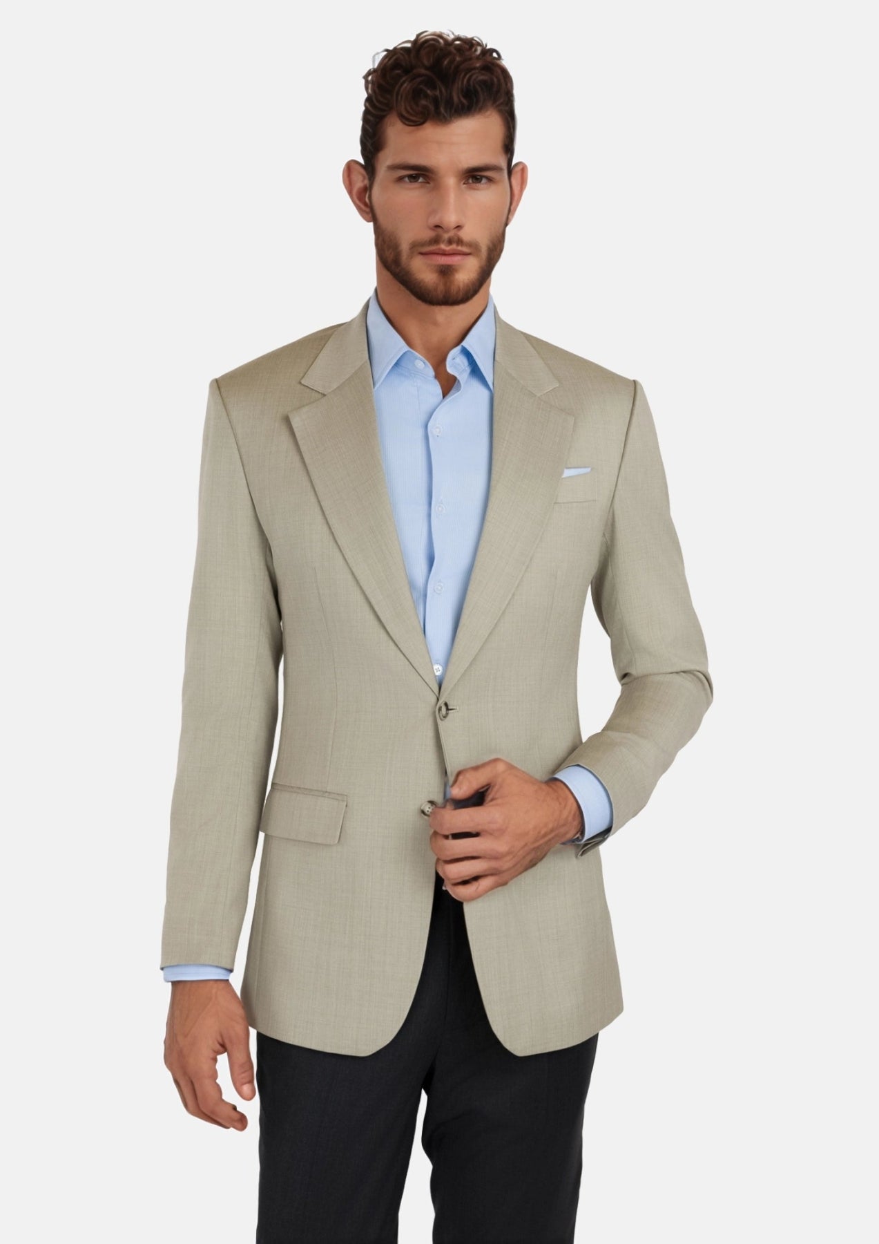 Beige Sandstone Italian Wool Jacket