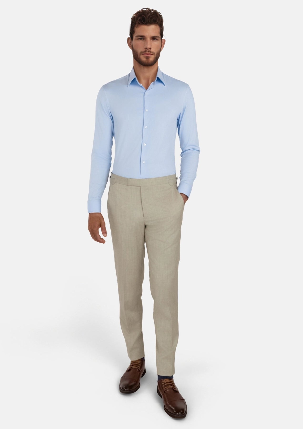Beige Sandstone Italian Wool Pants