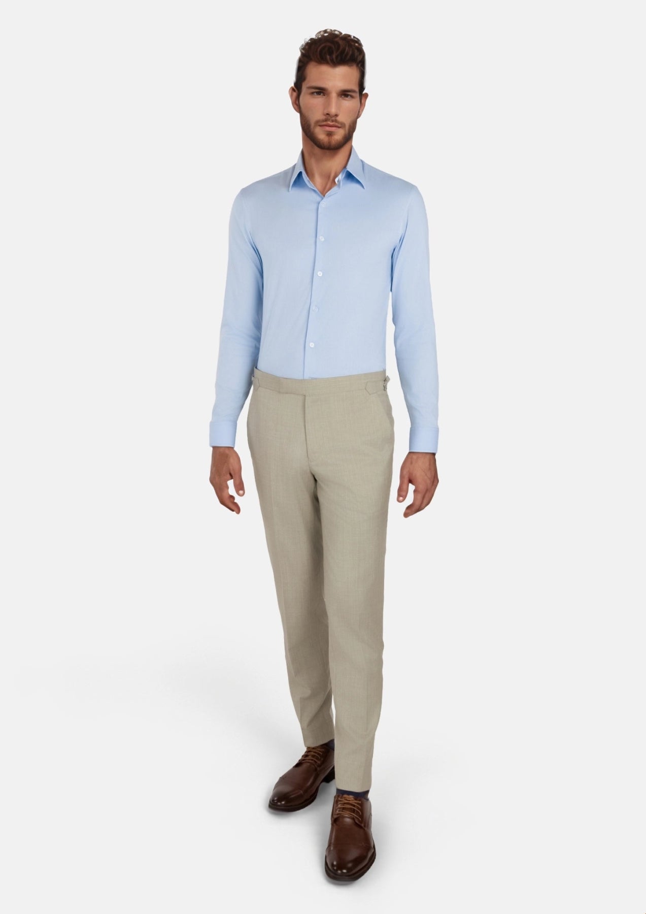 Beige Sandstone Italian Wool Pants