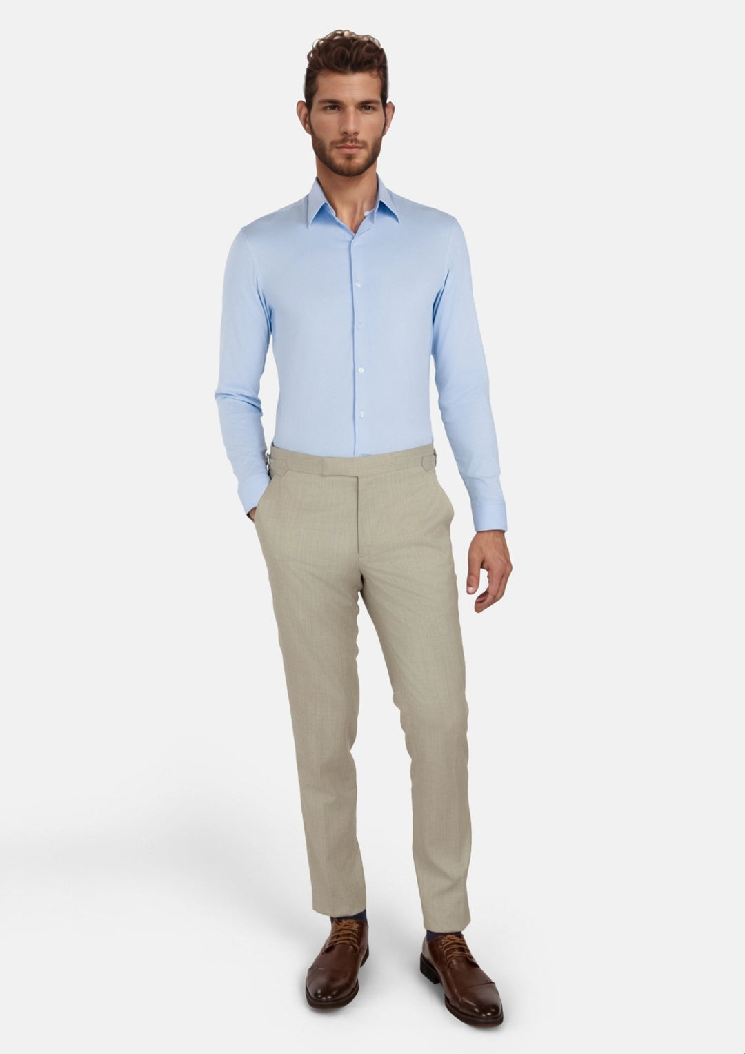 Beige Sandstone Italian Wool Pants - SARTORO