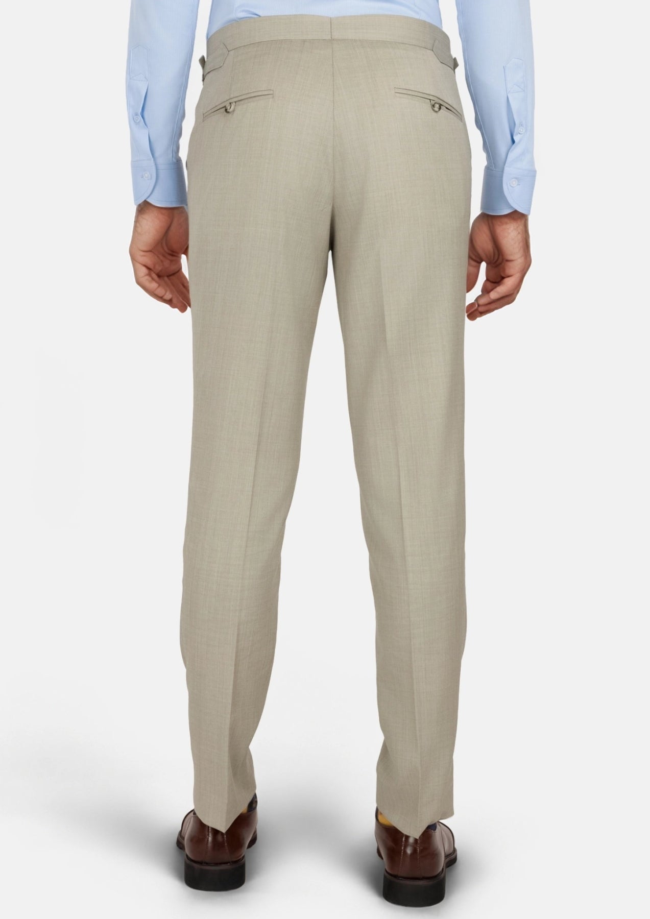 Beige Sandstone Italian Wool Pants