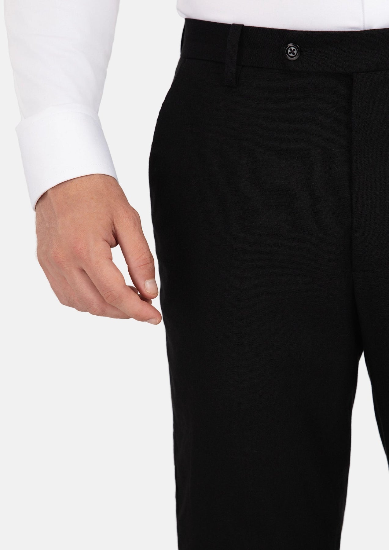 Black Linen Blend Pants - SARTORO330