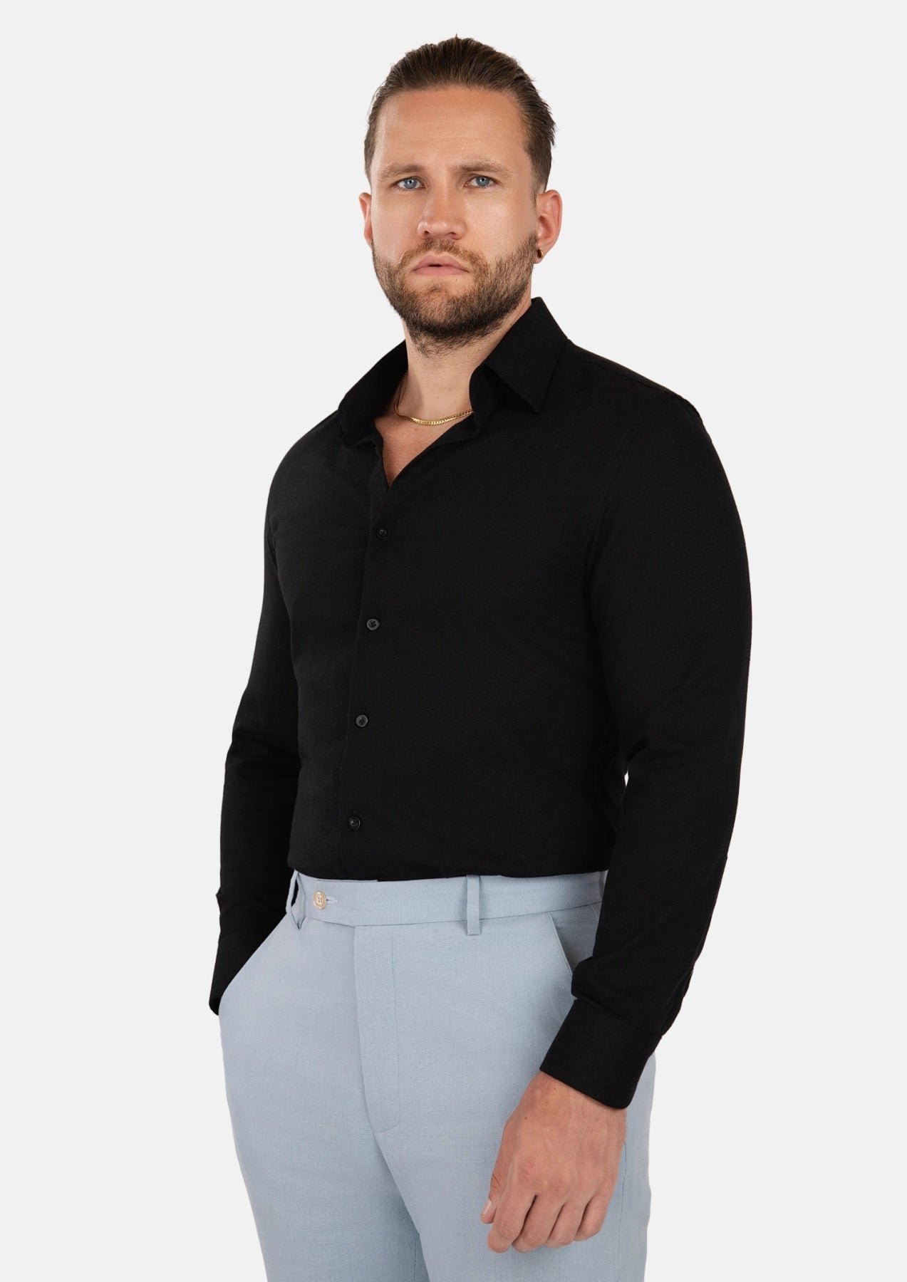 Black Linen Blend Shirt