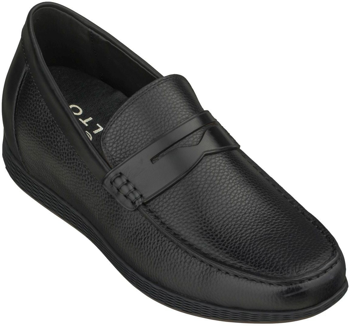 Black Penny Loafer Elevator Shoes - 257
